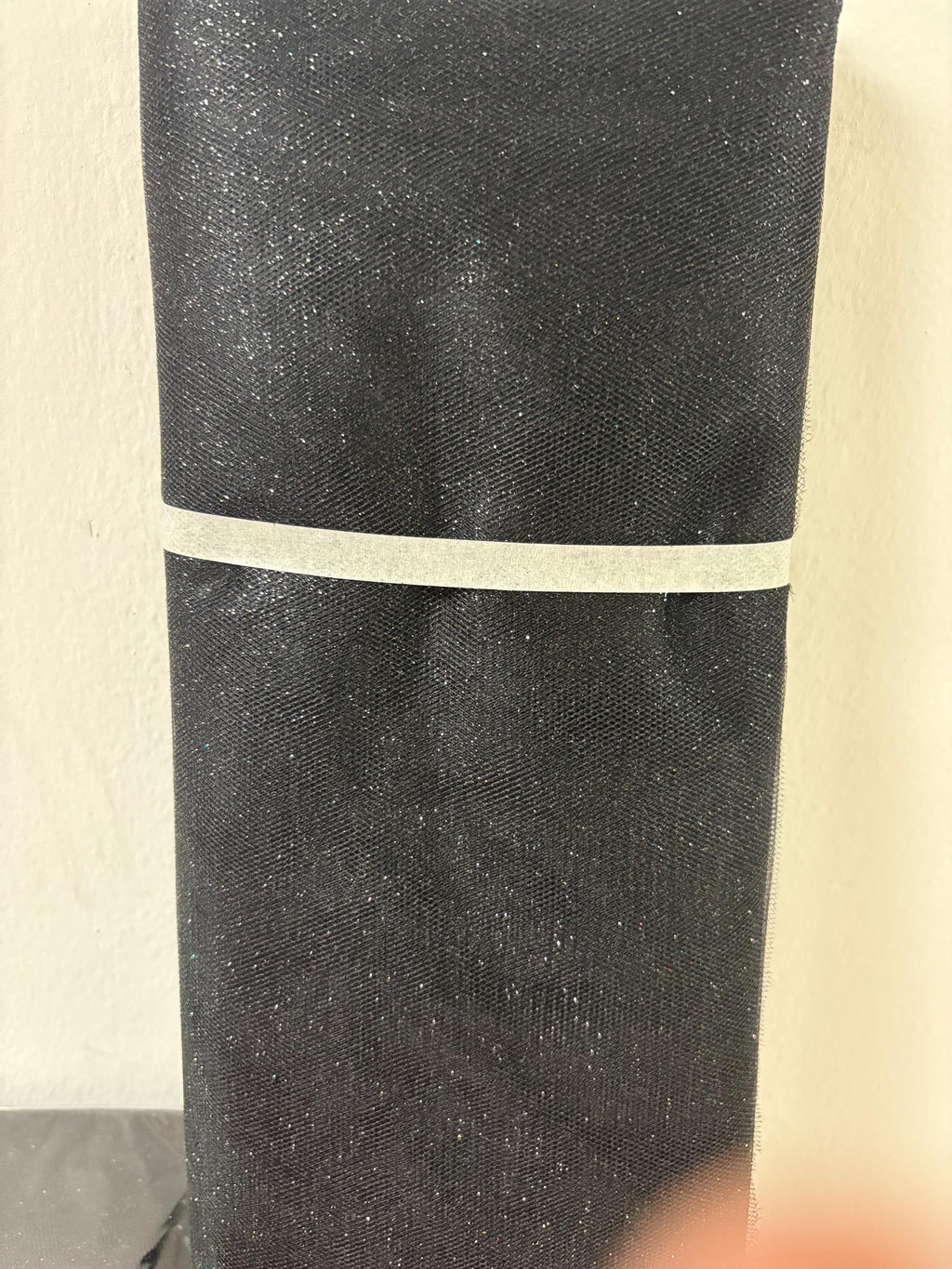 Black color Glitter Tulle 10 yards 54" double fold, with silver glitter. 10 yards.