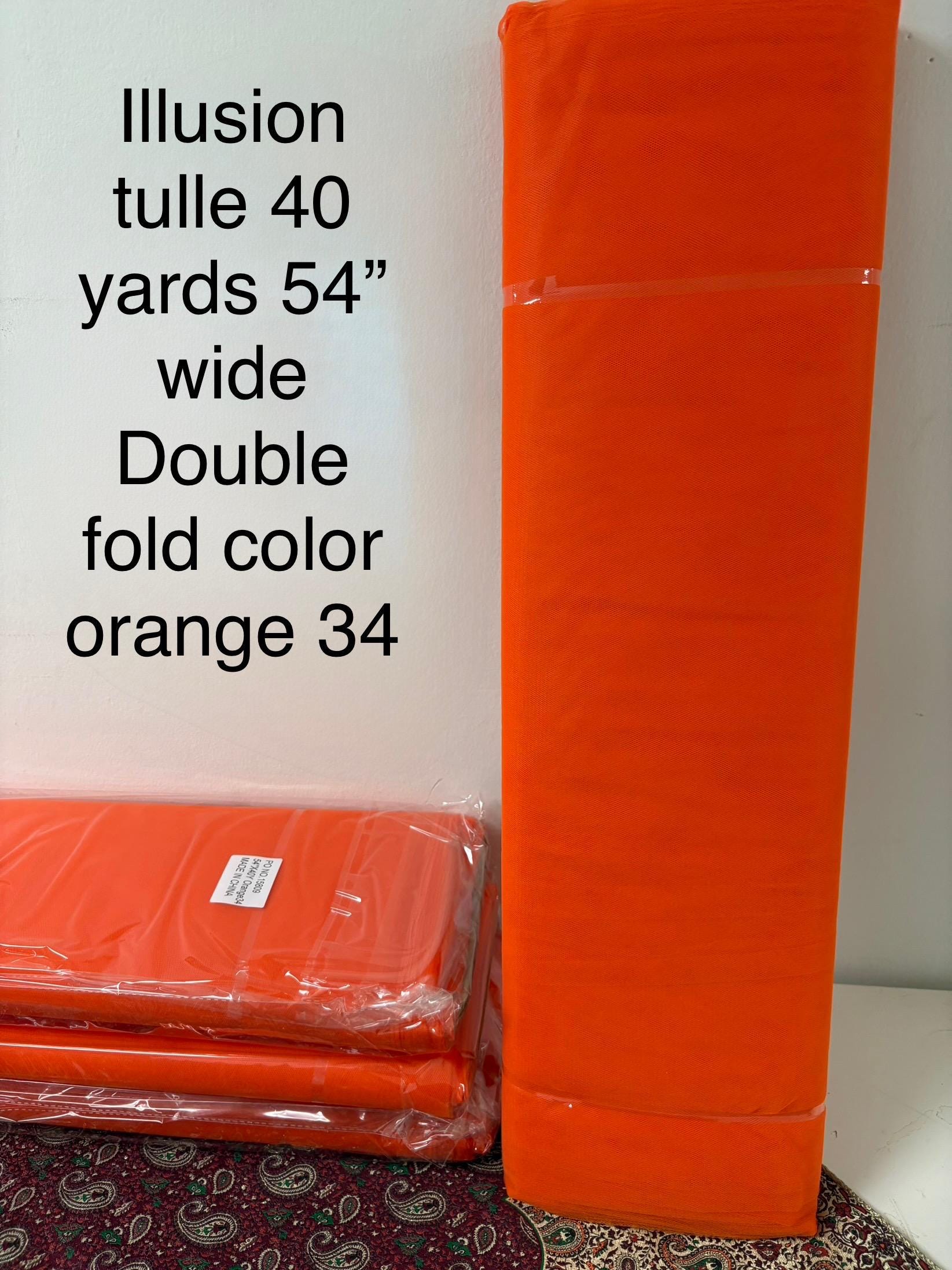 Color Orange 34 Tulle 1 bolt 40 yards width 54", double fold, . Tela de tul. use for party decoration. craft fabric. wedding vale and tutu