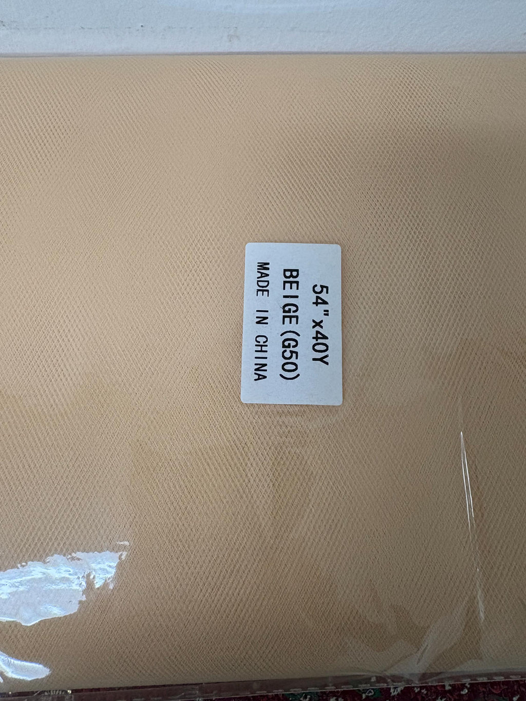 Color Beige 50 Tulle 1 bolt 40 yards width 54", double fold, . Tela de tul. use for party decoration. craft fabric. wedding vale and tutu