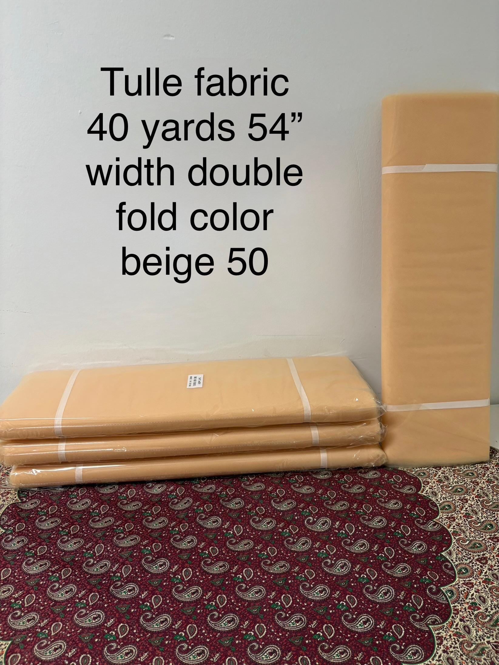 Color Beige 50 Tulle 1 bolt 40 yards width 54", double fold, . Tela de tul. use for party decoration. craft fabric. wedding vale and tutu