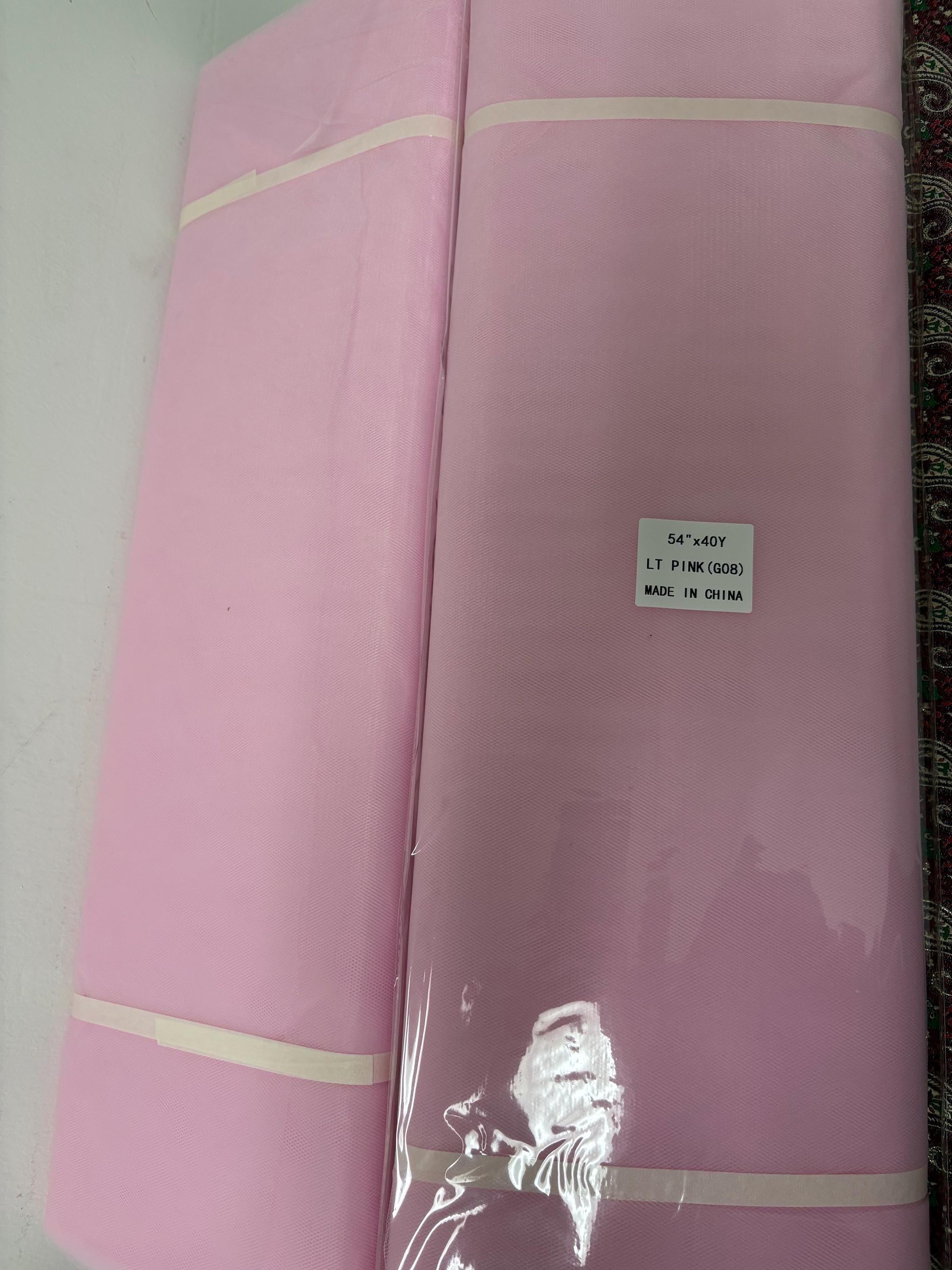 Color Lt.Pink 08 Tulle 1 bolt 40 yards width 54", double fold, . Tela de tul. use for party decoration. craft fabric. wedding vale and tutu