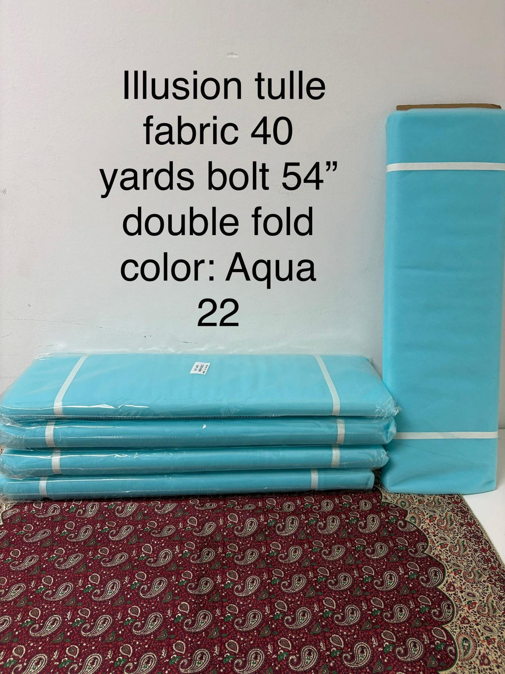 Illusion Tulle Fabric - Aqua 22- 54" Width - 40 Yards