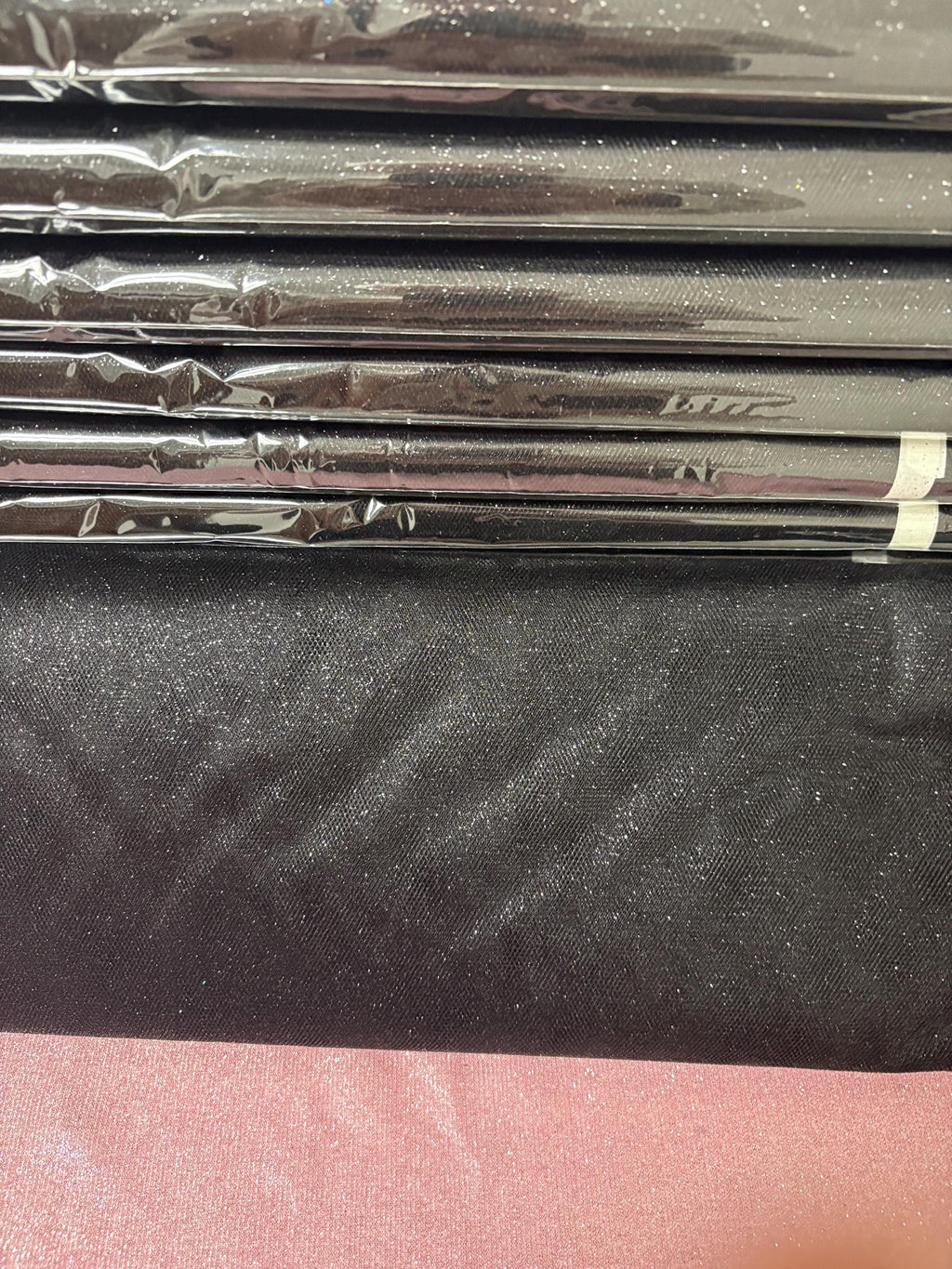 Black color Glitter Tulle 10 yards 54" double fold, with silver glitter. 10 yards.