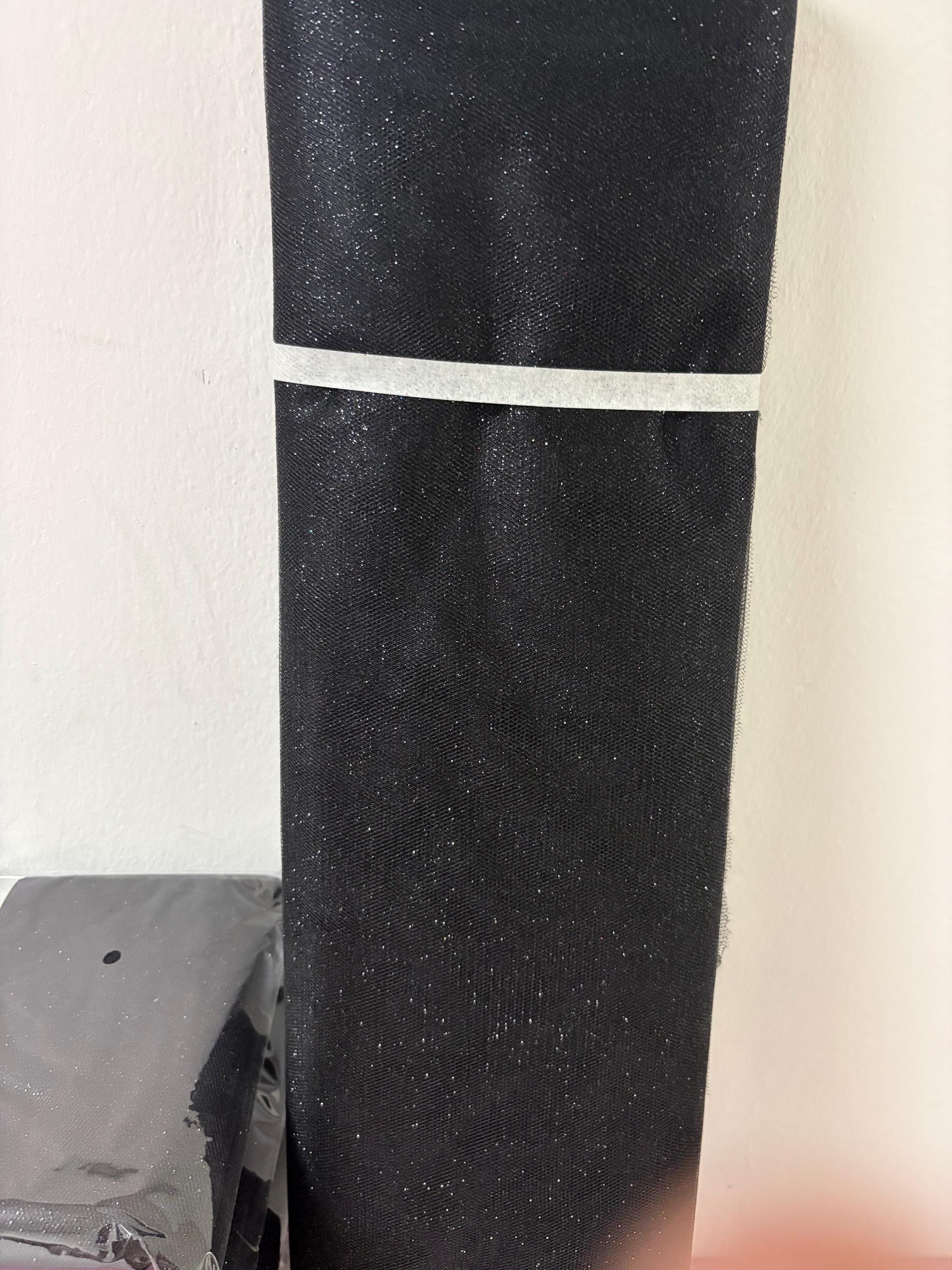 Black color Glitter Tulle 10 yards 54" double fold, with silver glitter. 10 yards.