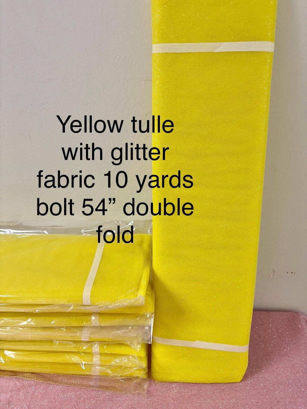Yellow color Glitter Tulle 10 yards 54" double fold. 10 yards.