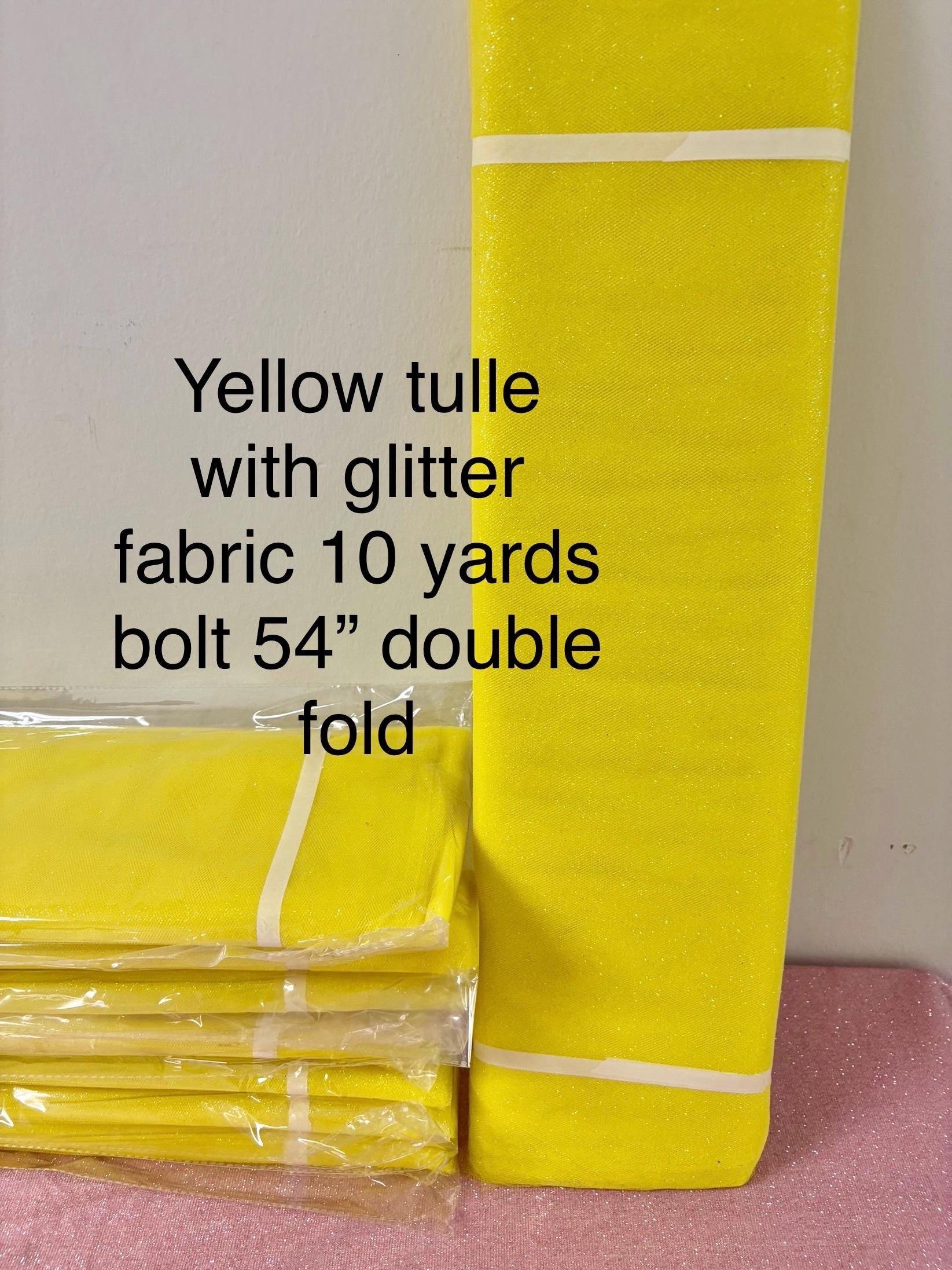 Yellow color Glitter Tulle 10 yards 54" double fold. 10 yards.