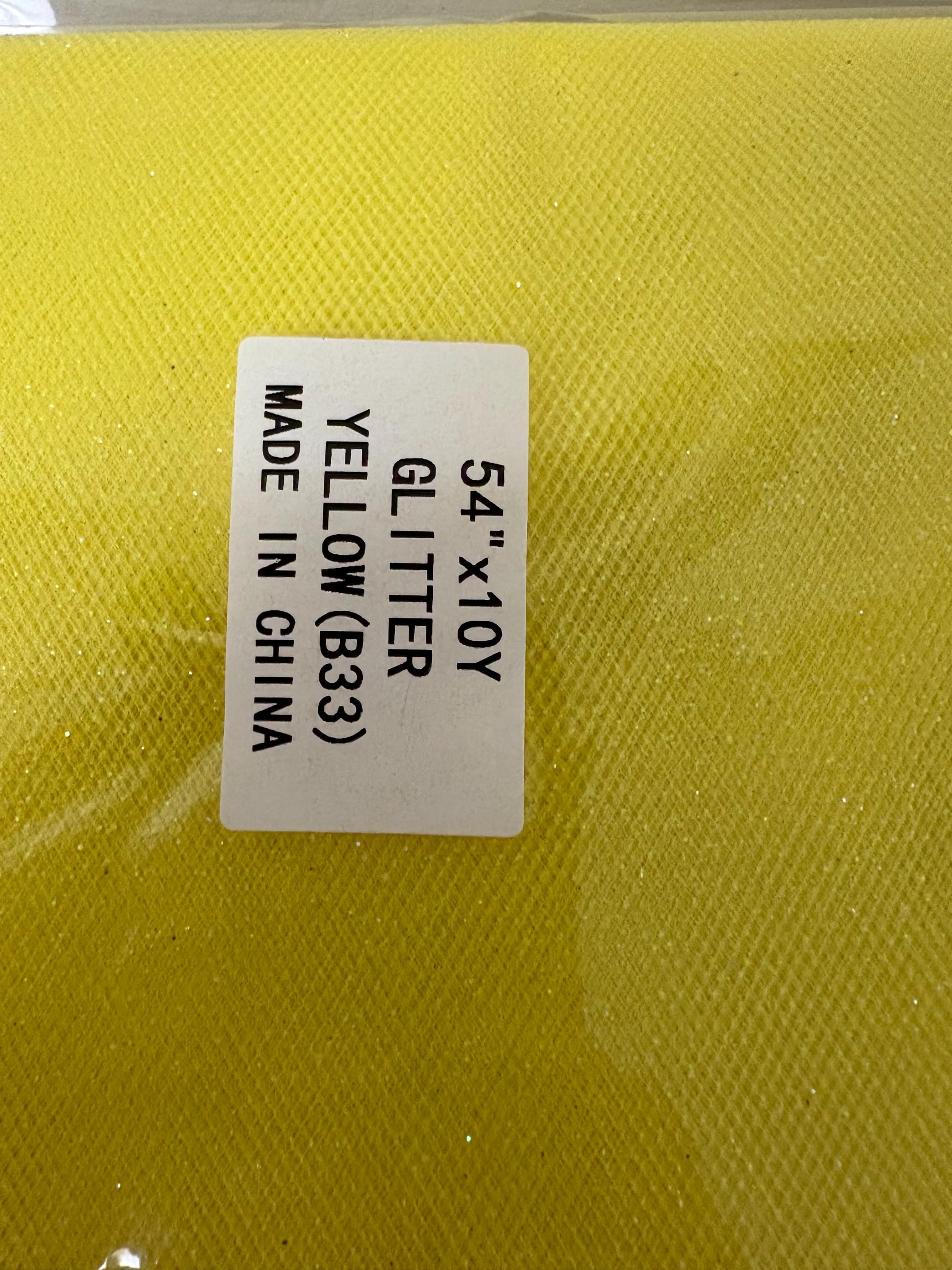 Yellow color Glitter Tulle 10 yards 54" double fold. 10 yards.