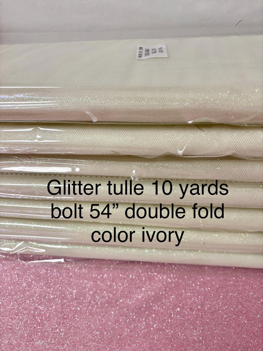Glitter Tulle Fabric - Ivory - 54" Width double fold - 10 yards bolt