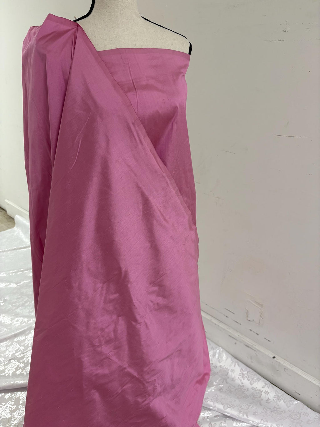 100% silk Dupioni Taffeta width 54" color Dusty Rose . Machine made, fabric has slubbed. more information in description. item # 2