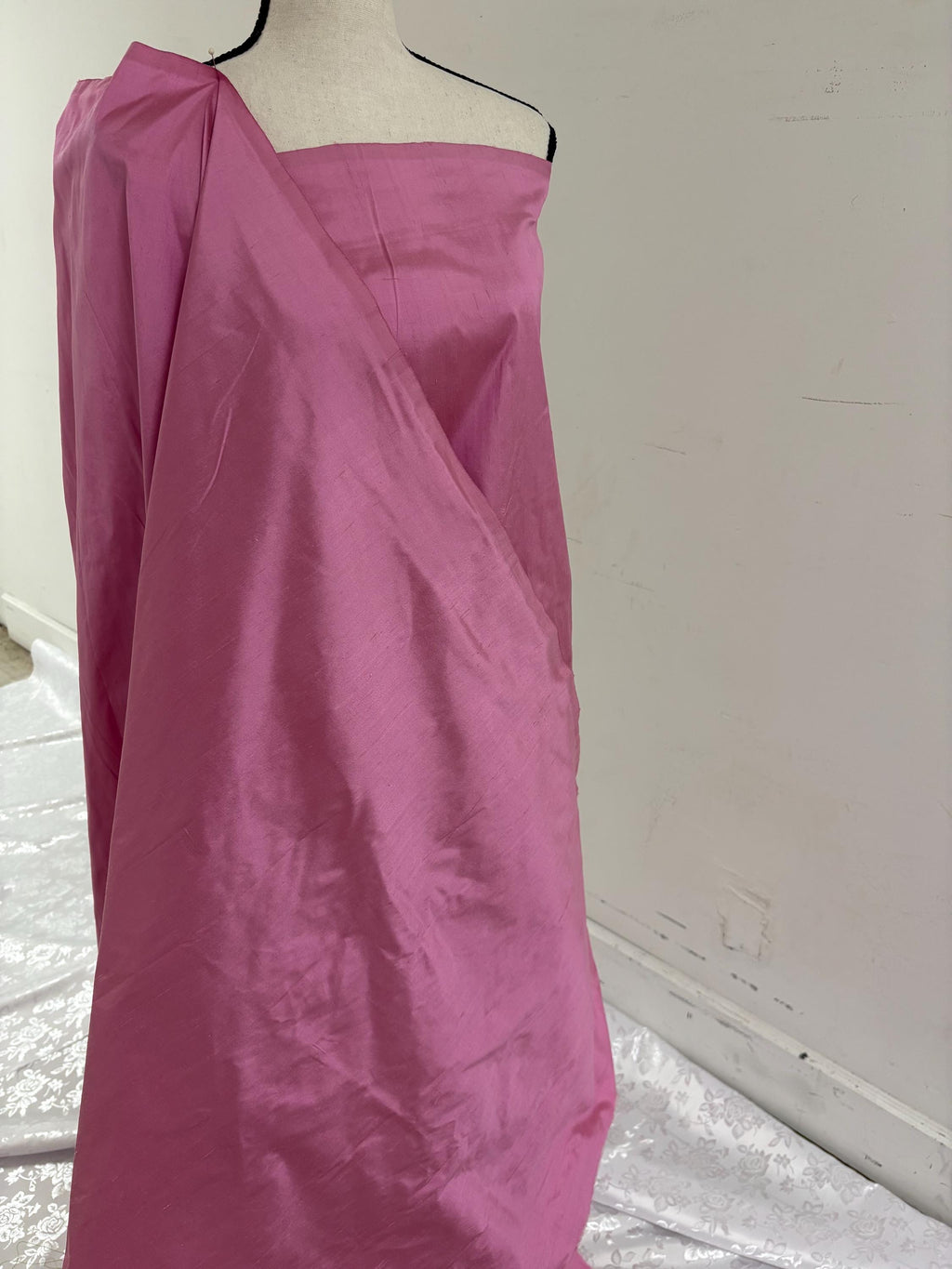 100% silk Dupioni Taffeta width 54" color Dusty Rose . Machine made, fabric has slubbed. more information in description. item # 2
