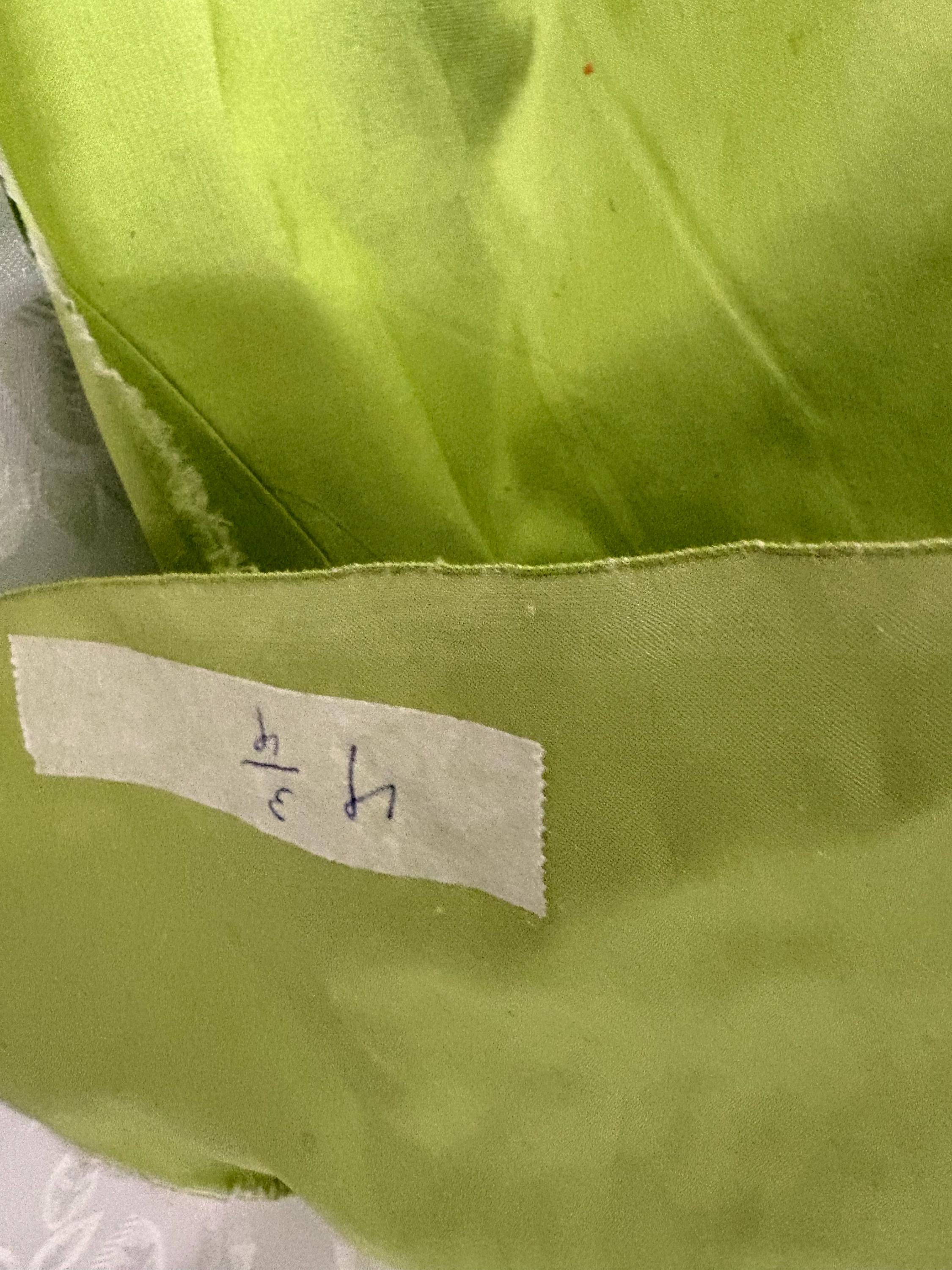 100% silk Dupioni Taffeta width 54" color lime sage. Machine made, fabric has slubbed. sell by 1 yard increment continuous. item # 1
