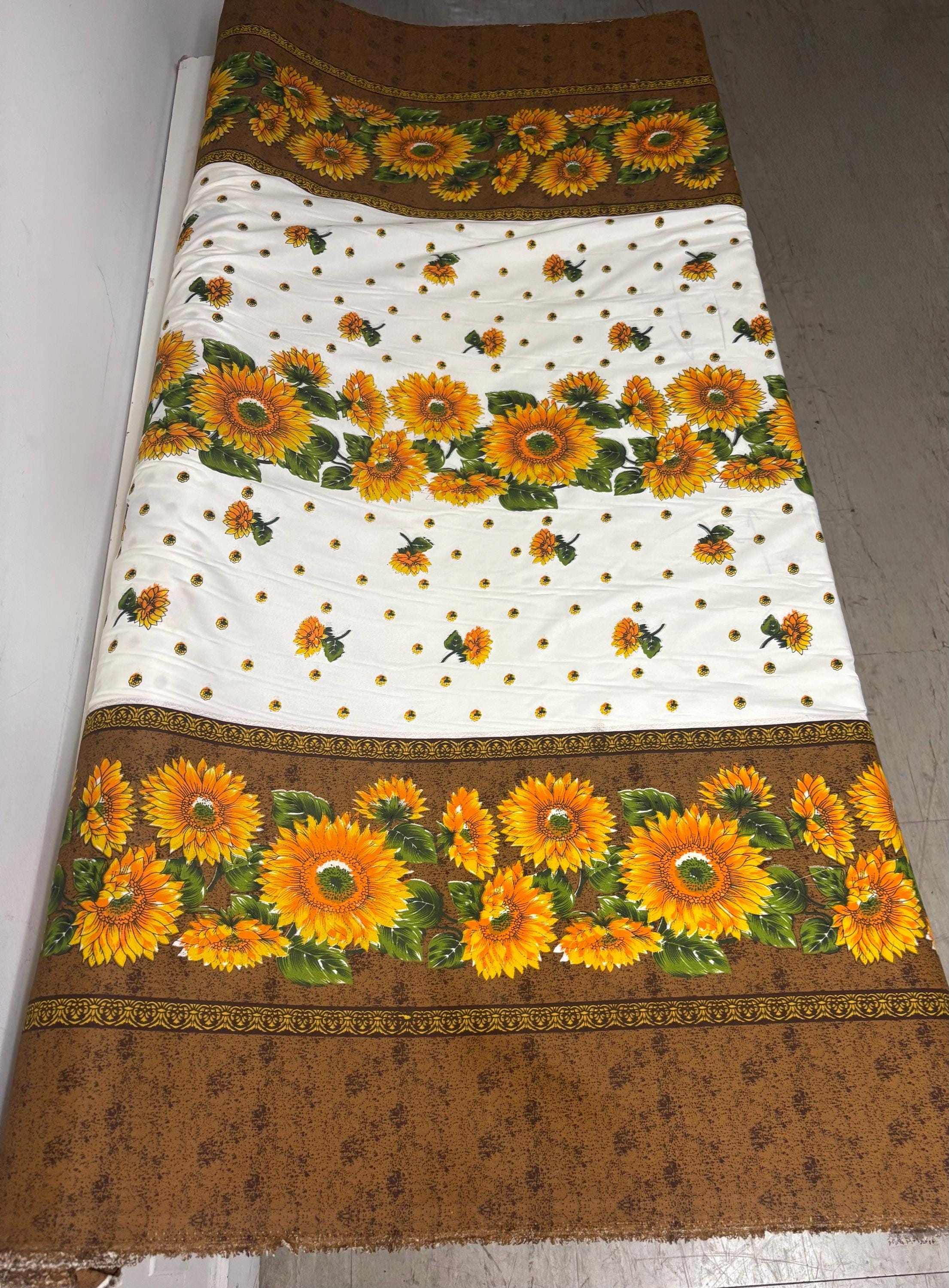 A 2 yard cut sunflower print fabric, width 58/60" polyester. shirt weight. sold by 2 yards and cut continuous. Craft, Kitchen drapery.