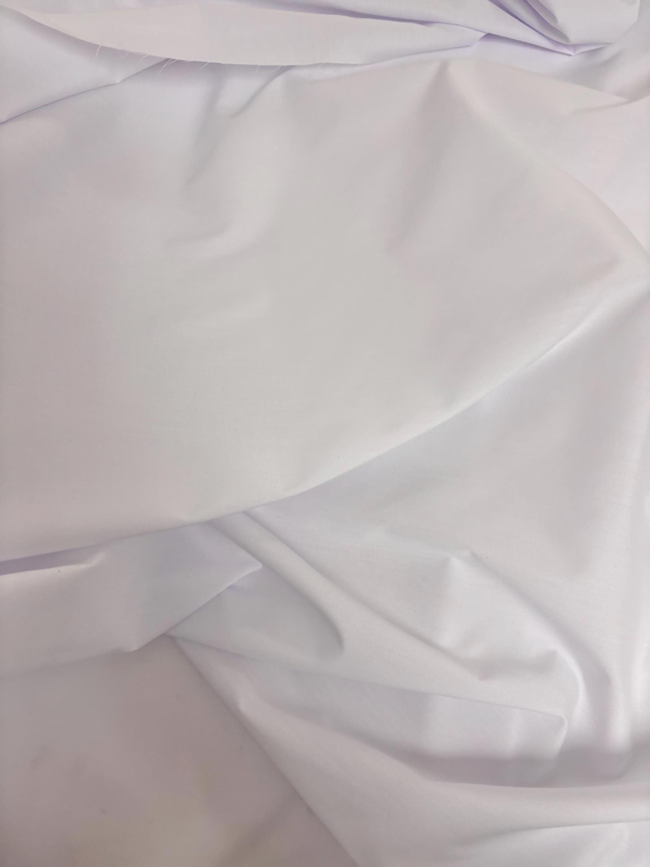 A 3 yards white shirt fabric, poly cotton broadcloth sell by 3 yards increment continuous. width 58 inches, great item for Uniform, shirt.