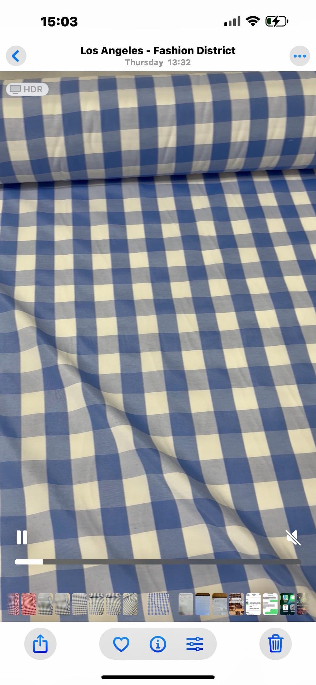 A 3 yards cut Lt. Blue Gingham fabric. Poly cotton, width 59". 1" square. will cut in 3 yards increment continuous. shop with confidence