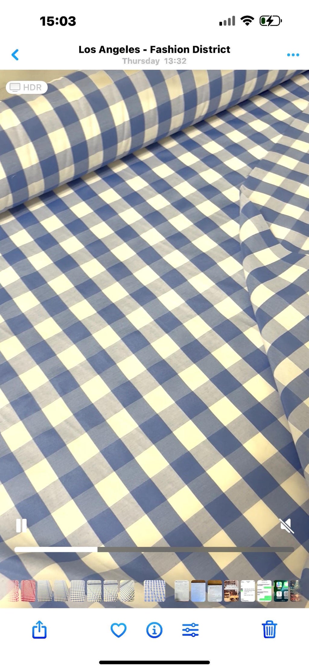 A 3 yards cut Lt. Blue Gingham fabric. Poly cotton, width 59". 1" square. will cut in 3 yards increment continuous. shop with confidence