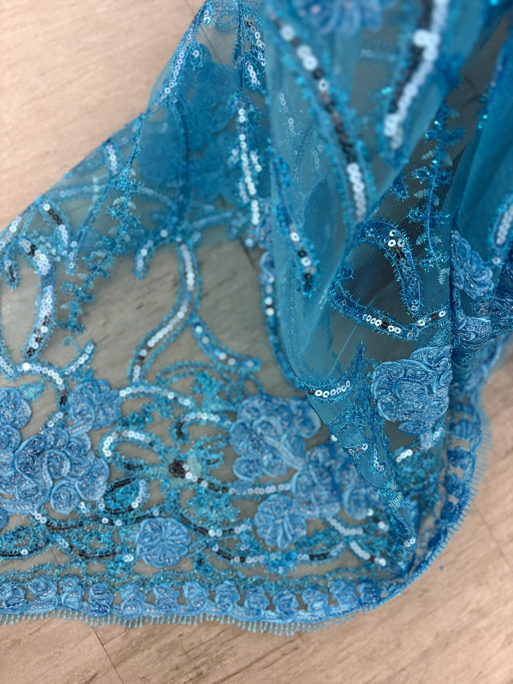 Lace Fabric - Turquoise - 49" Width - REF. Wedding BNG