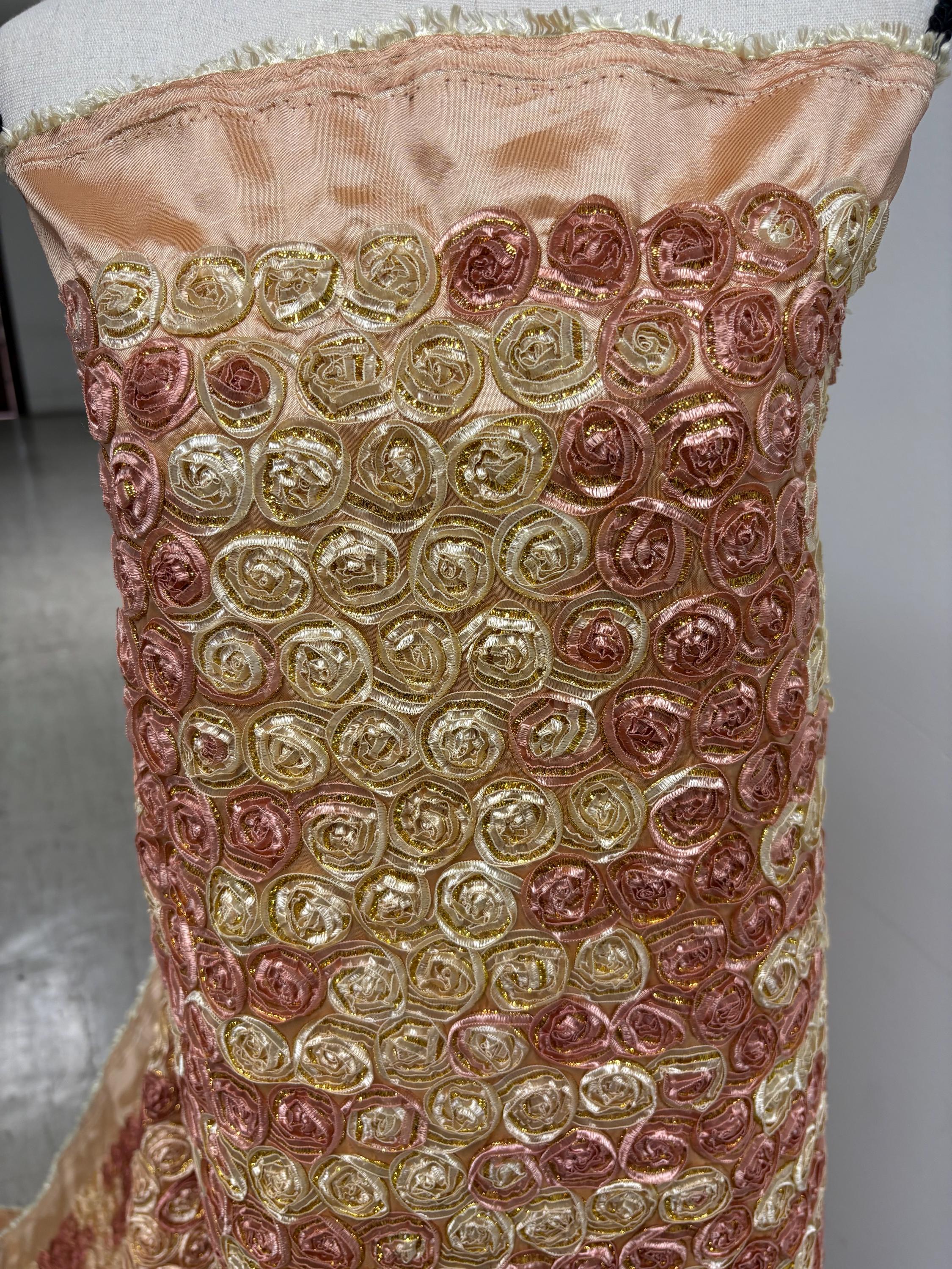 Embroidery Taffeta Fabric, Design small flower , A Two yards cut fabric color Brown gold width 54". sell by 2 yards increment continues.