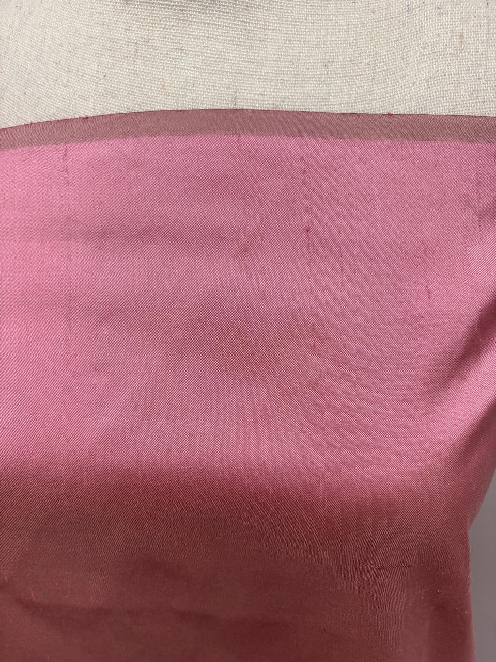 100% silk Dupioni Taffeta width 54" color is Rose sage. Machine made, fabric has slubs. Item # 9. Fabric has greenish tone.free sample.