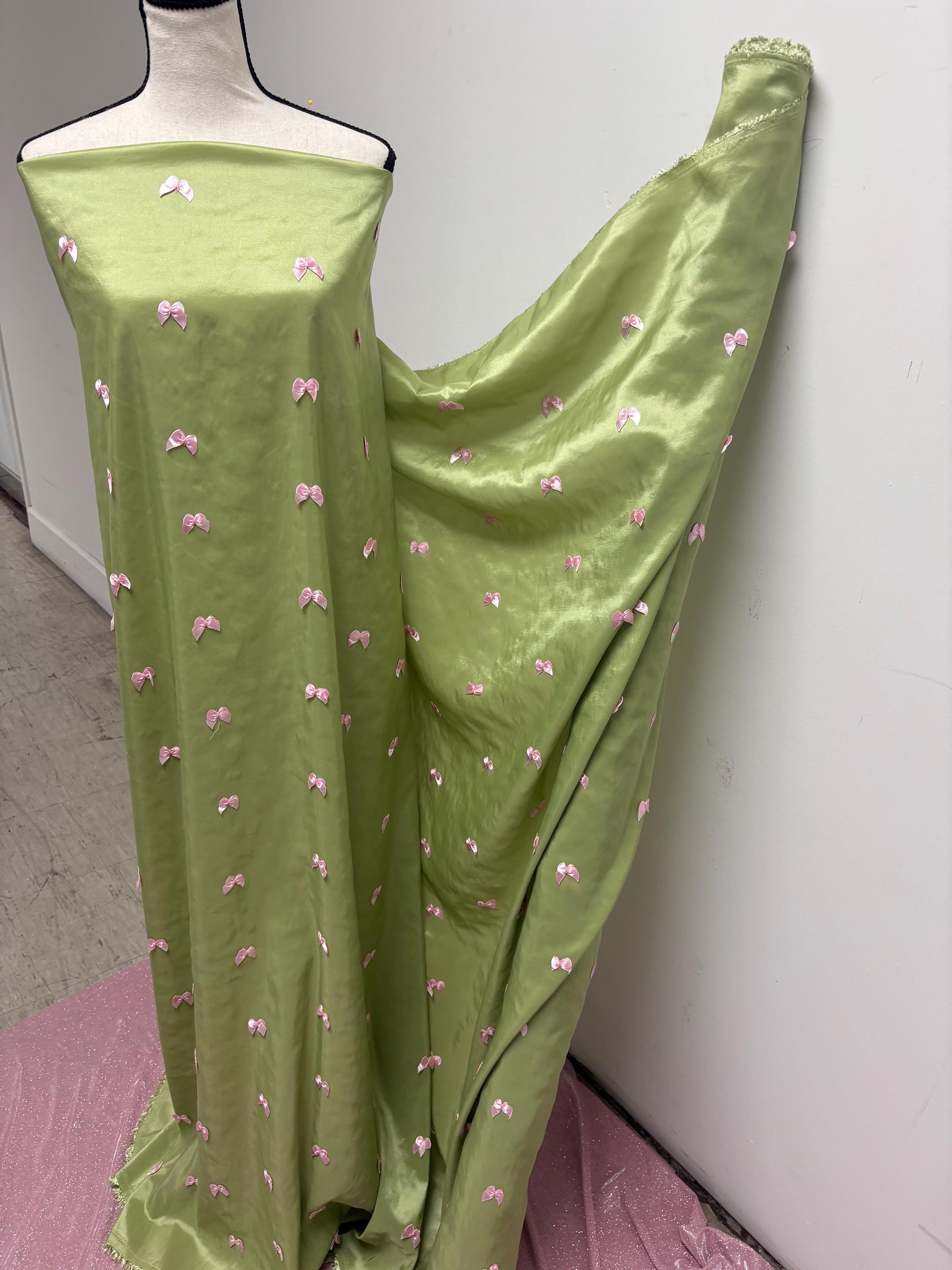 Lace ribbon double scalloped 3D pink butterfly . Width 49/50". Color Sage and pink sell by 3 yards increment continues.