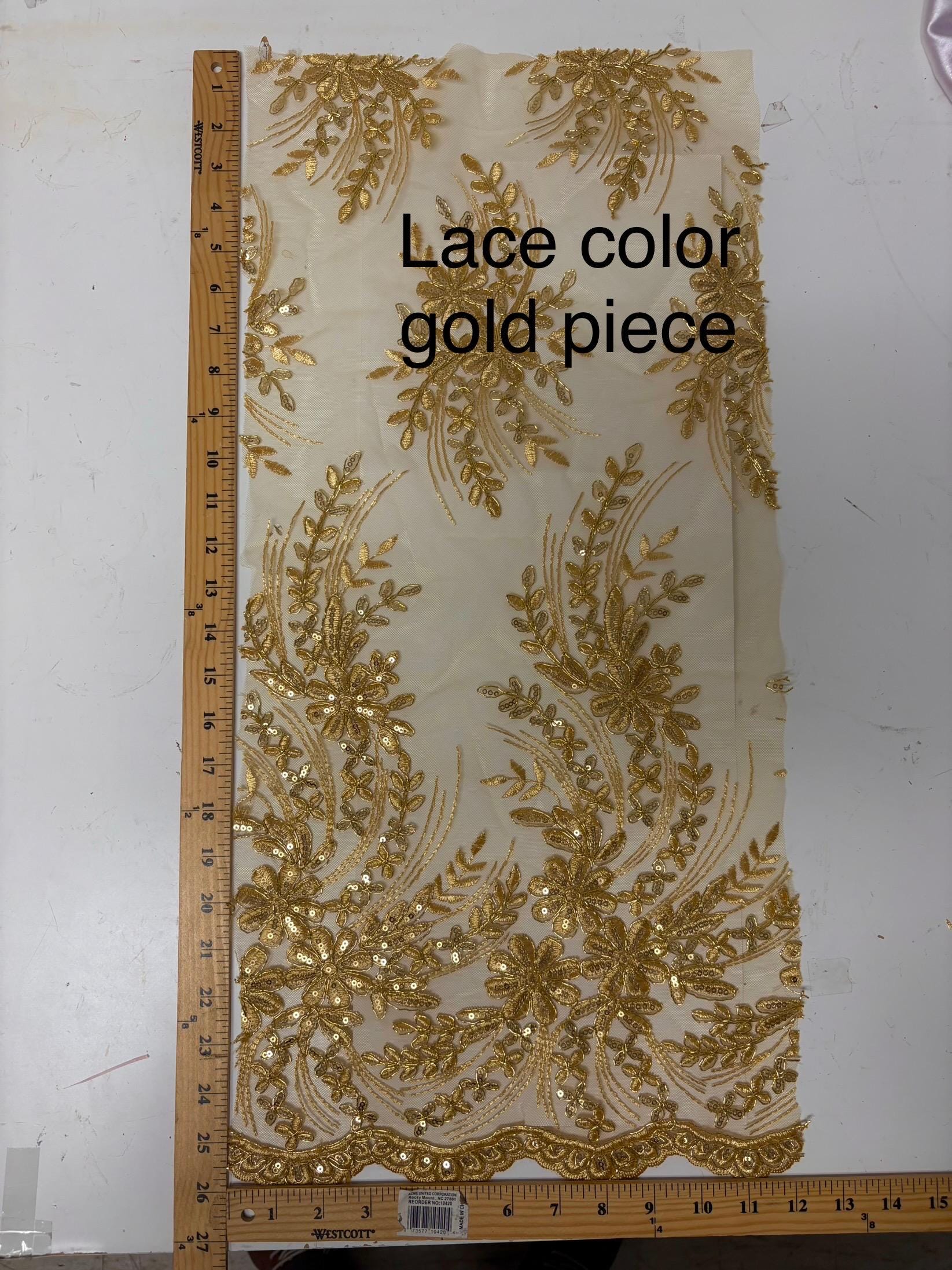 Gold color Lace piece 25"(length) x 12"(width)