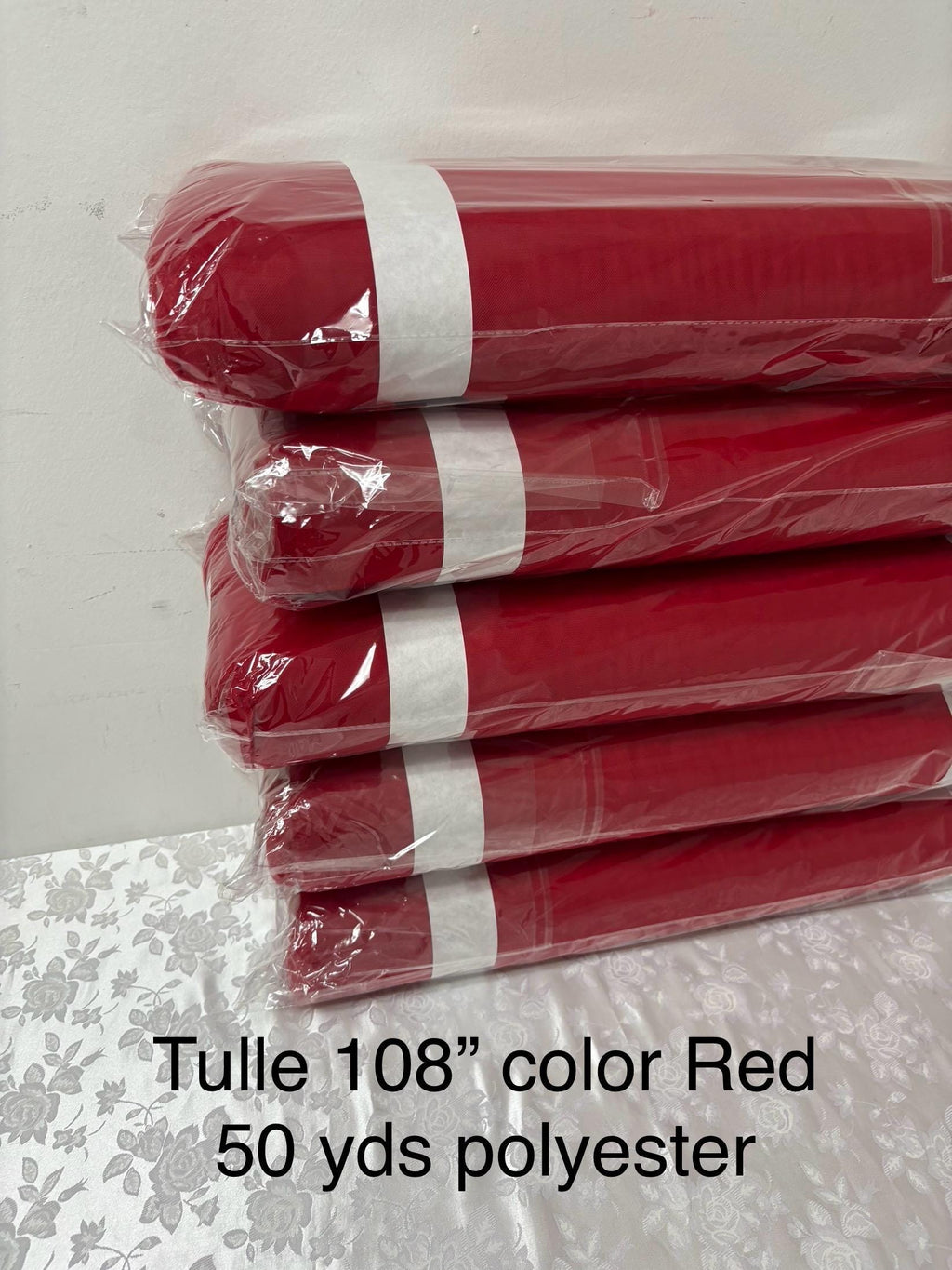 50 yards Illusion tulle fabric .width:108 inches 4 fold bolt. 100% polyester, common uses in bridal line, tutu's. Tela de tul 108”.