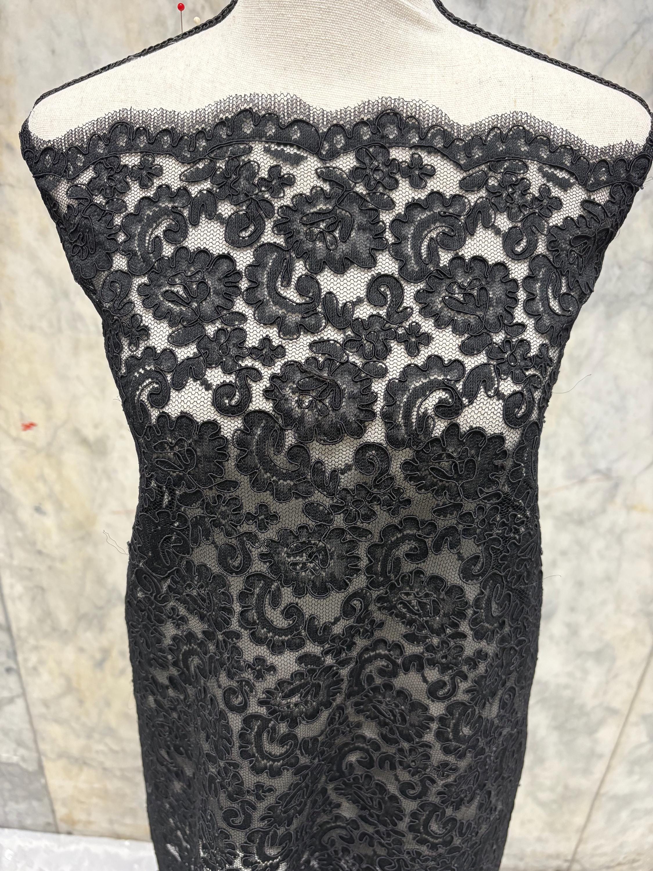 Formal Dress French Lace fabric - Black - 49" Width - 612C