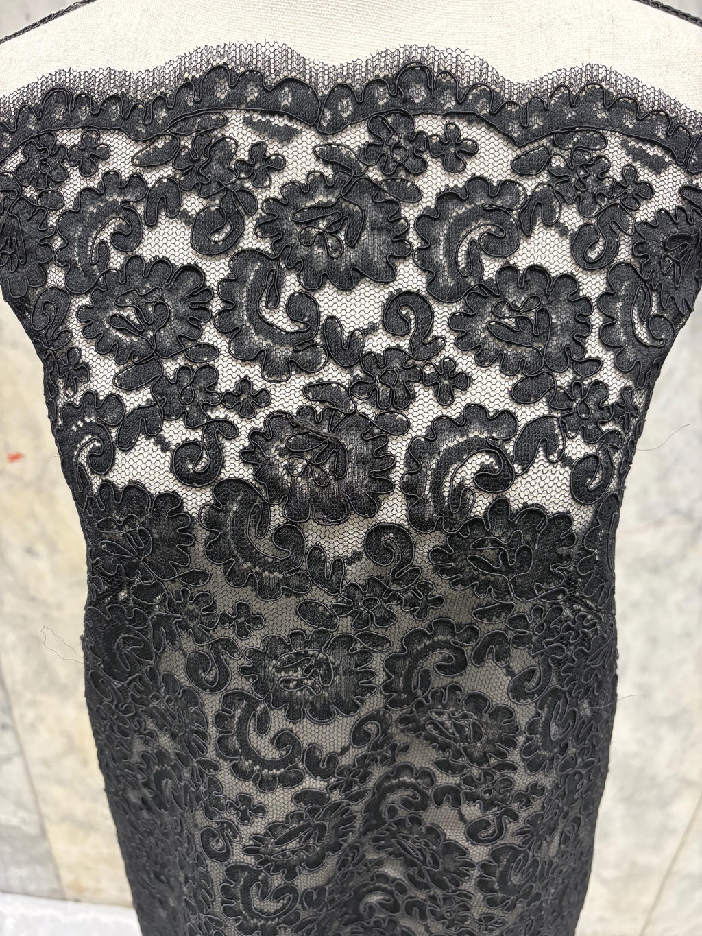 Black French lace Design 612C. Bridal Lace Embroidery Lot NAS