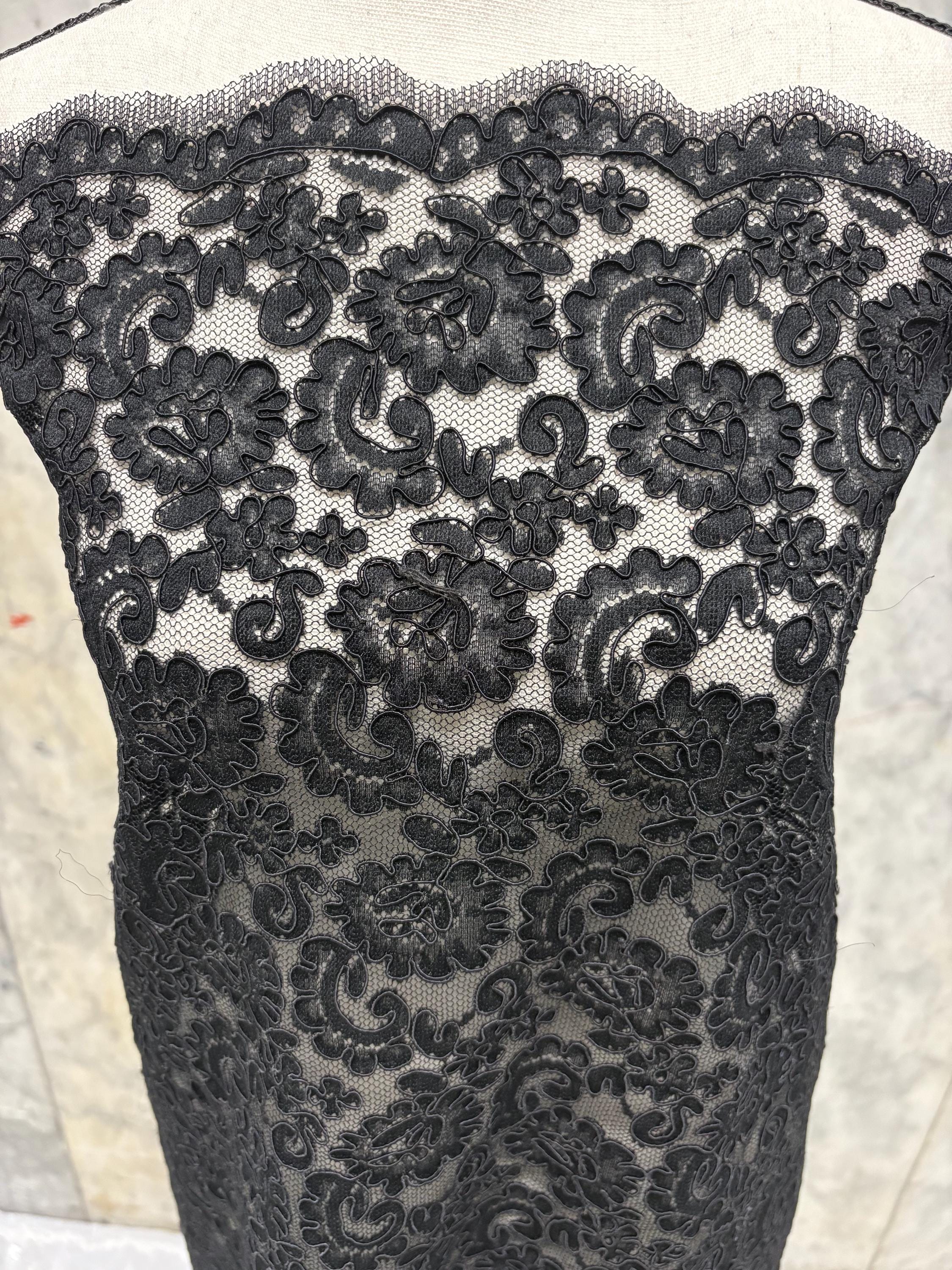 Black French lace Design 612C. Bridal Lace Embroidery Lot NAS