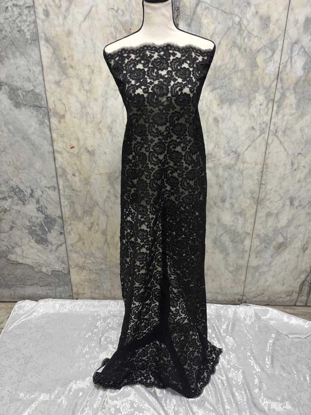 Black French lace Design 612C. Bridal Lace Embroidery Lot NAS