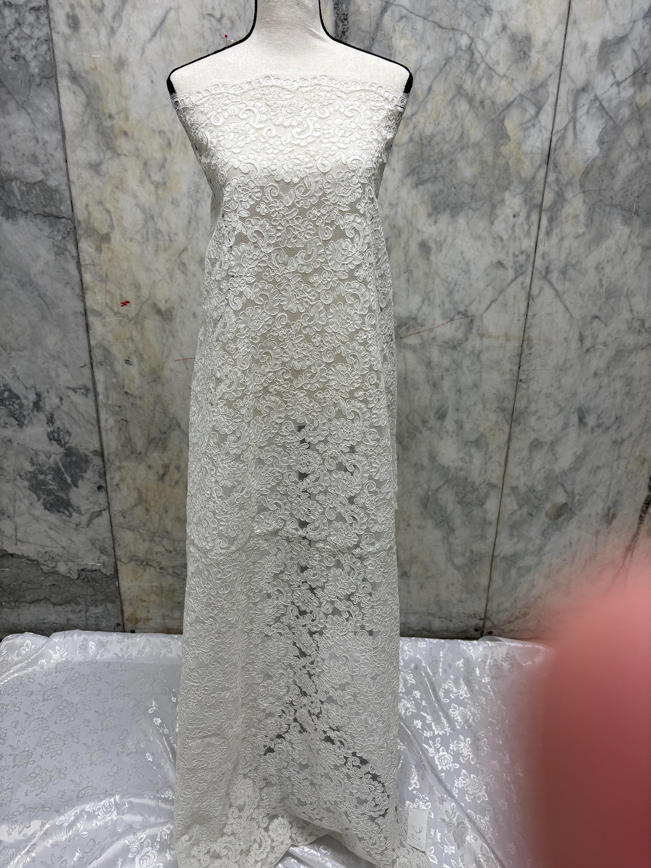 Ivory French lace Design 612C. Bridal Lace Embroidery Lot NAS