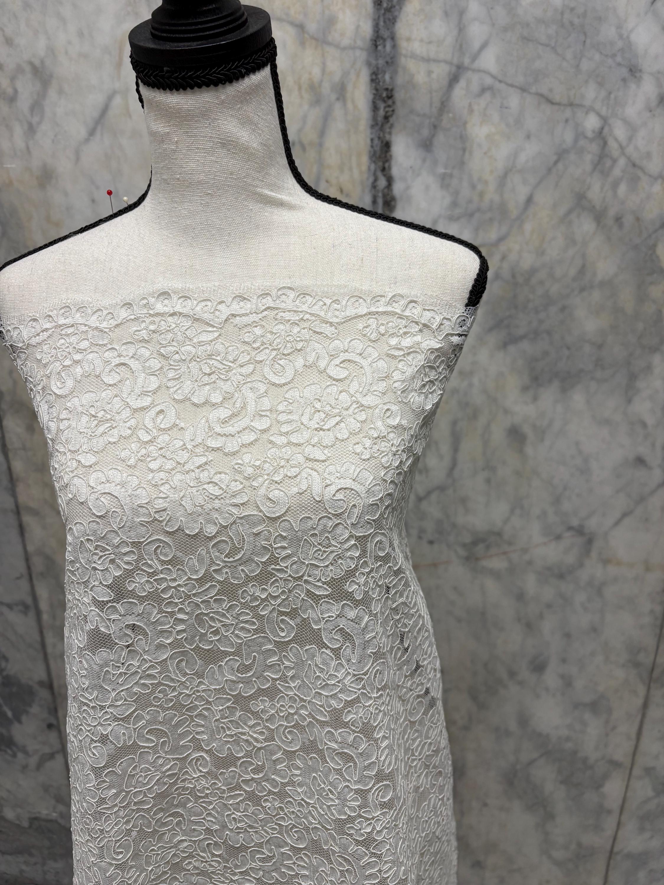 Ivory French lace Design 612C. Bridal Lace Embroidery Lot NAS