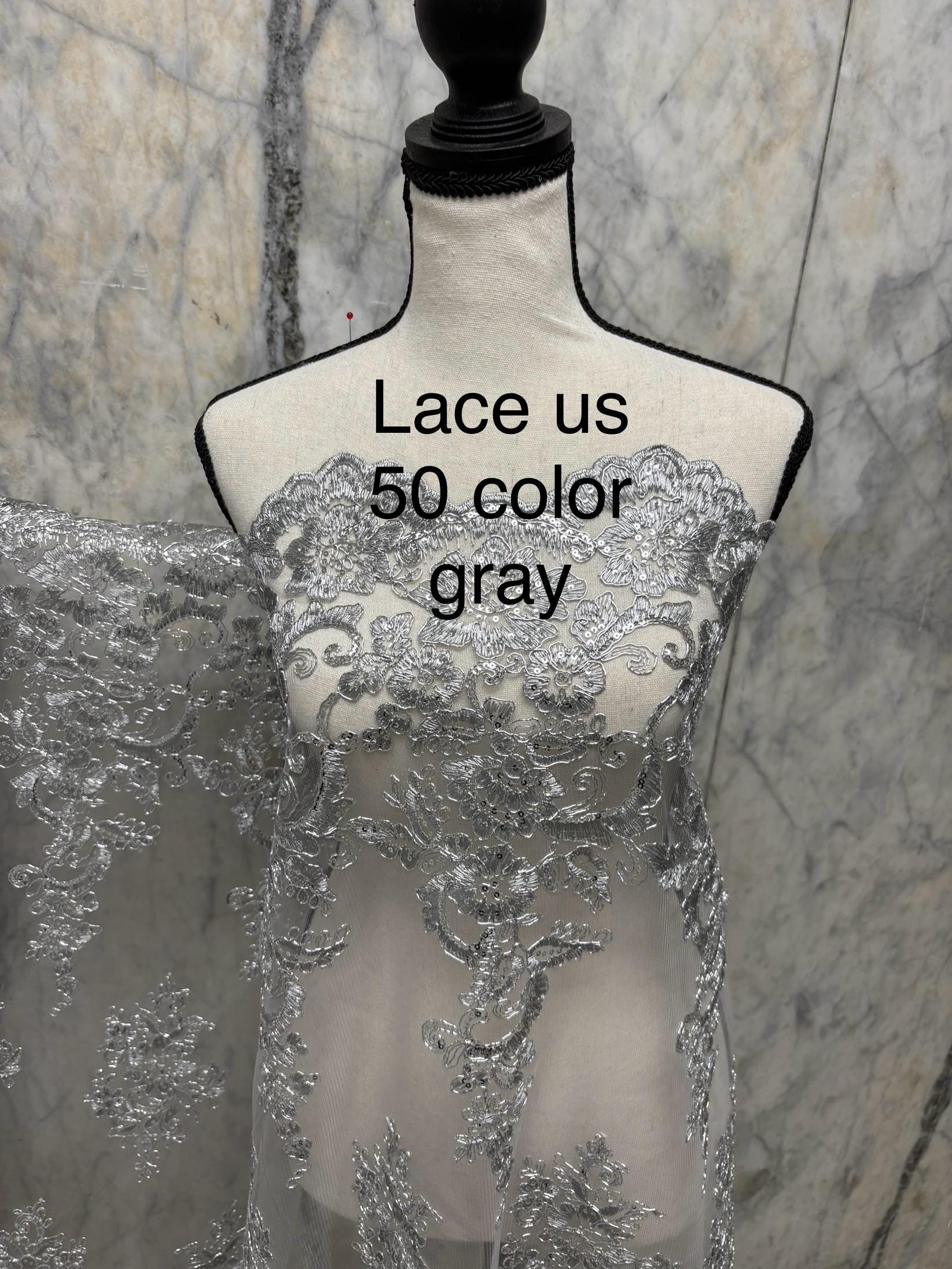 Lace Fabric Design US50. Double scalloped sequence embroidered width 49/50 inches. free sample shop with confidence.