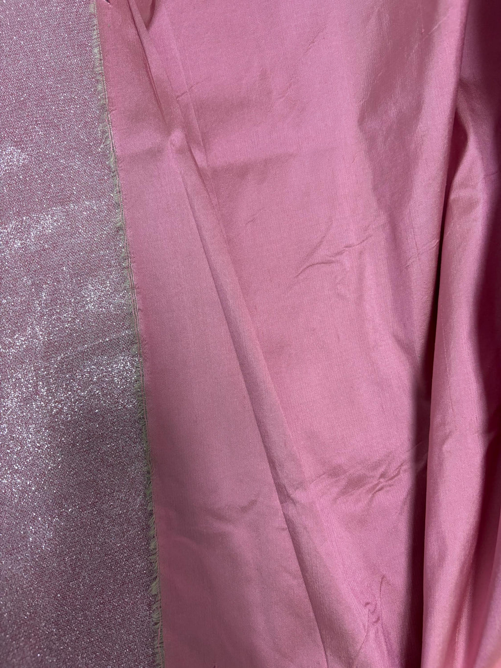100% silk Dupioni Taffeta width 54" color is Rose sage. Machine made, fabric has slubs. Item # 9. Fabric has greenish tone.free sample.