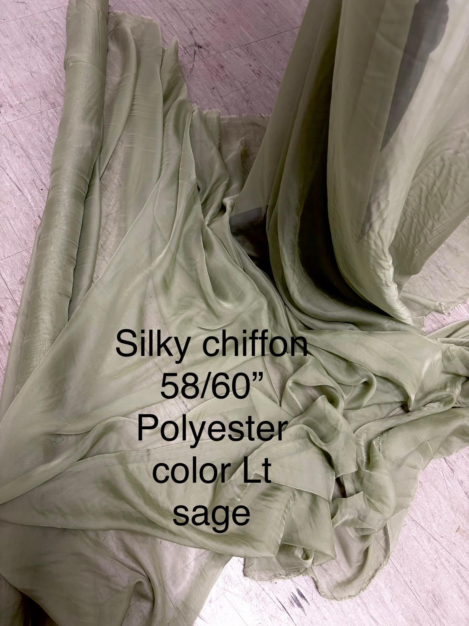 A 3 yards chiffon fabric color Lt.sage sell by 3 yards increment continuous, width 58/60" polyester, soft sheer see through fabric.