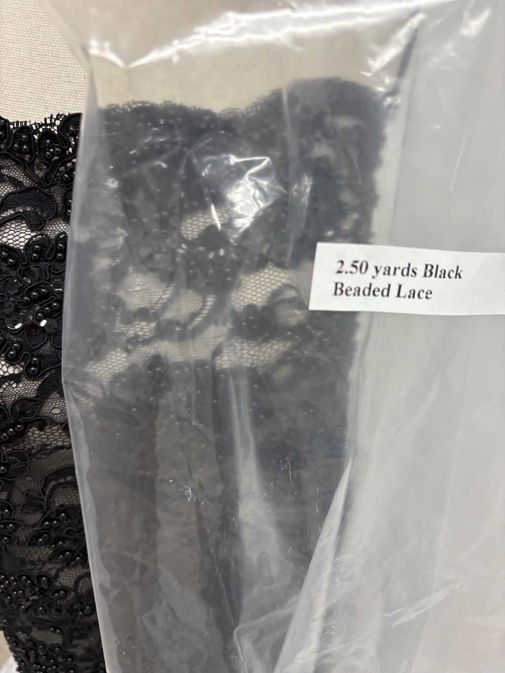 Black Beaded lace, Double scalloped Sequence Beaded Embroidery width 49/50" design# Beaded Lace. free sample.