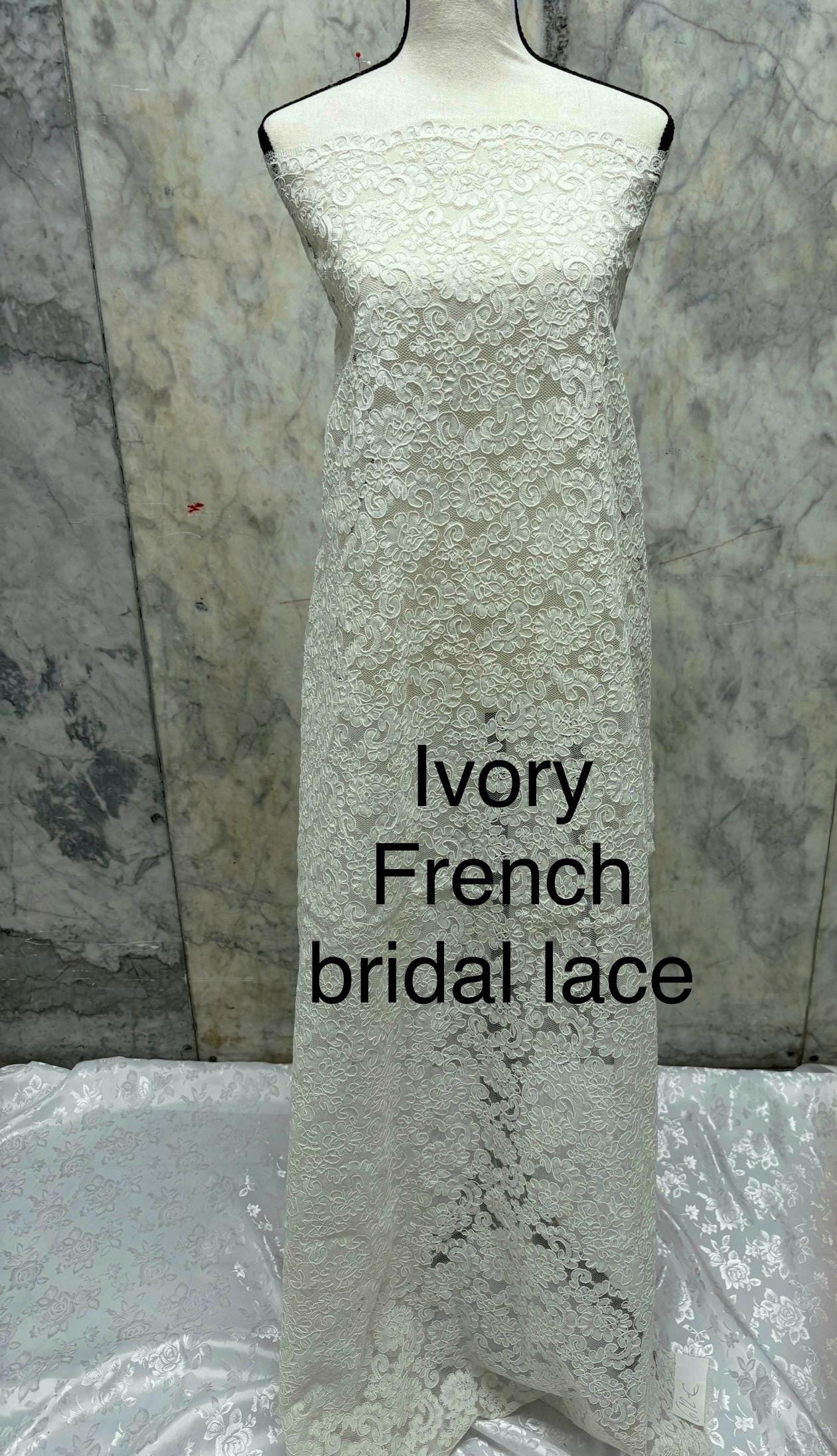Ivory French lace Design 612C. Bridal Lace Embroidery Lot NAS