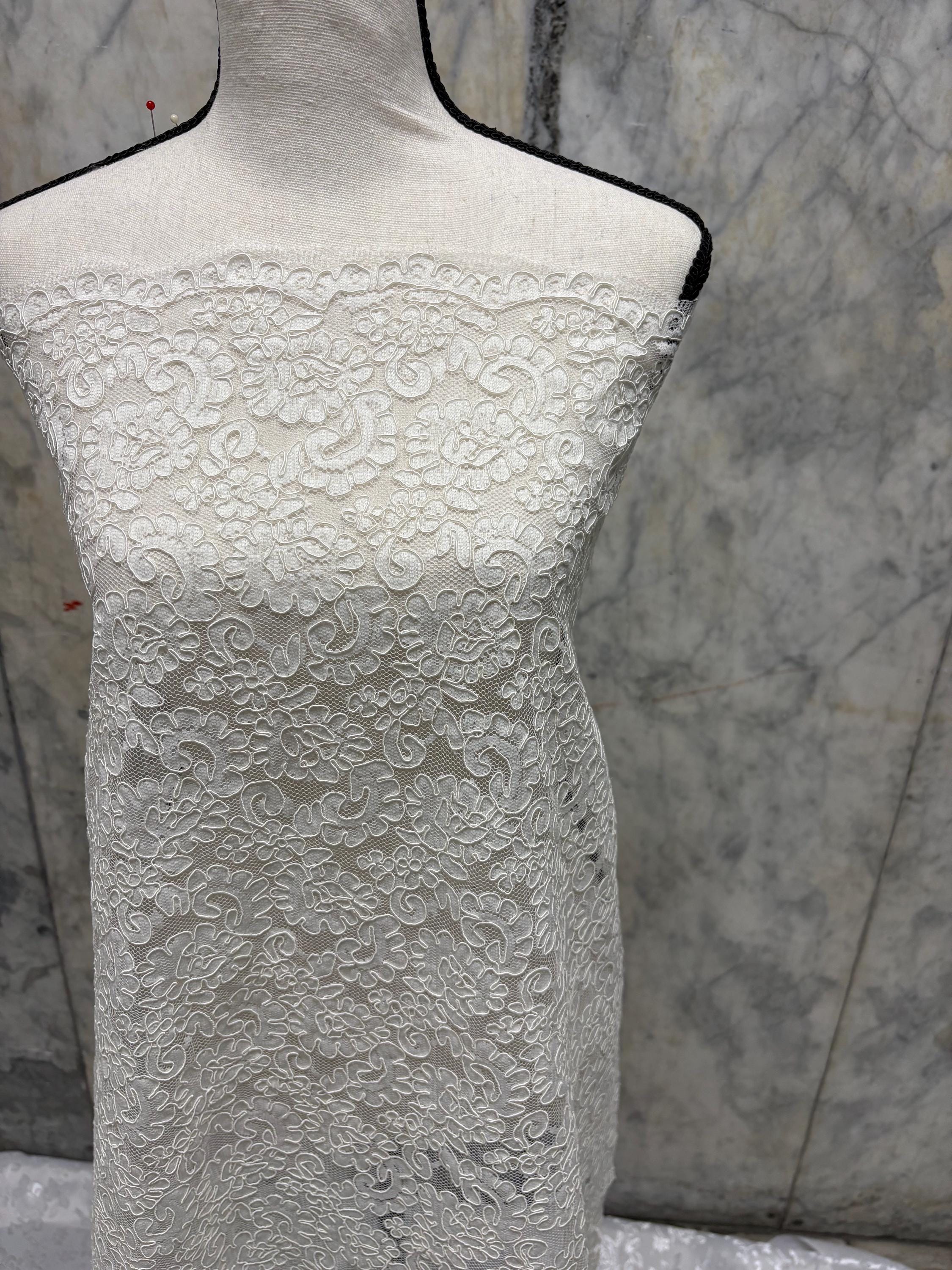 Ivory French lace Design 612C. Bridal Lace Embroidery Lot NAS