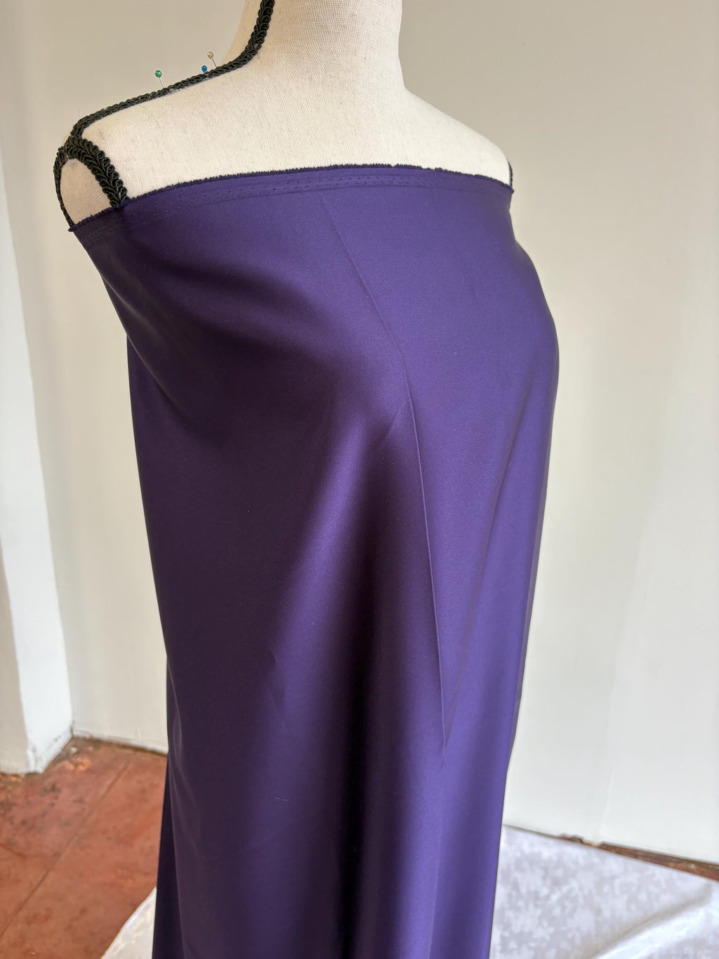 Purple dull satin fabric, 58/60” wide, made of polyester – an excellent choice for gowns.