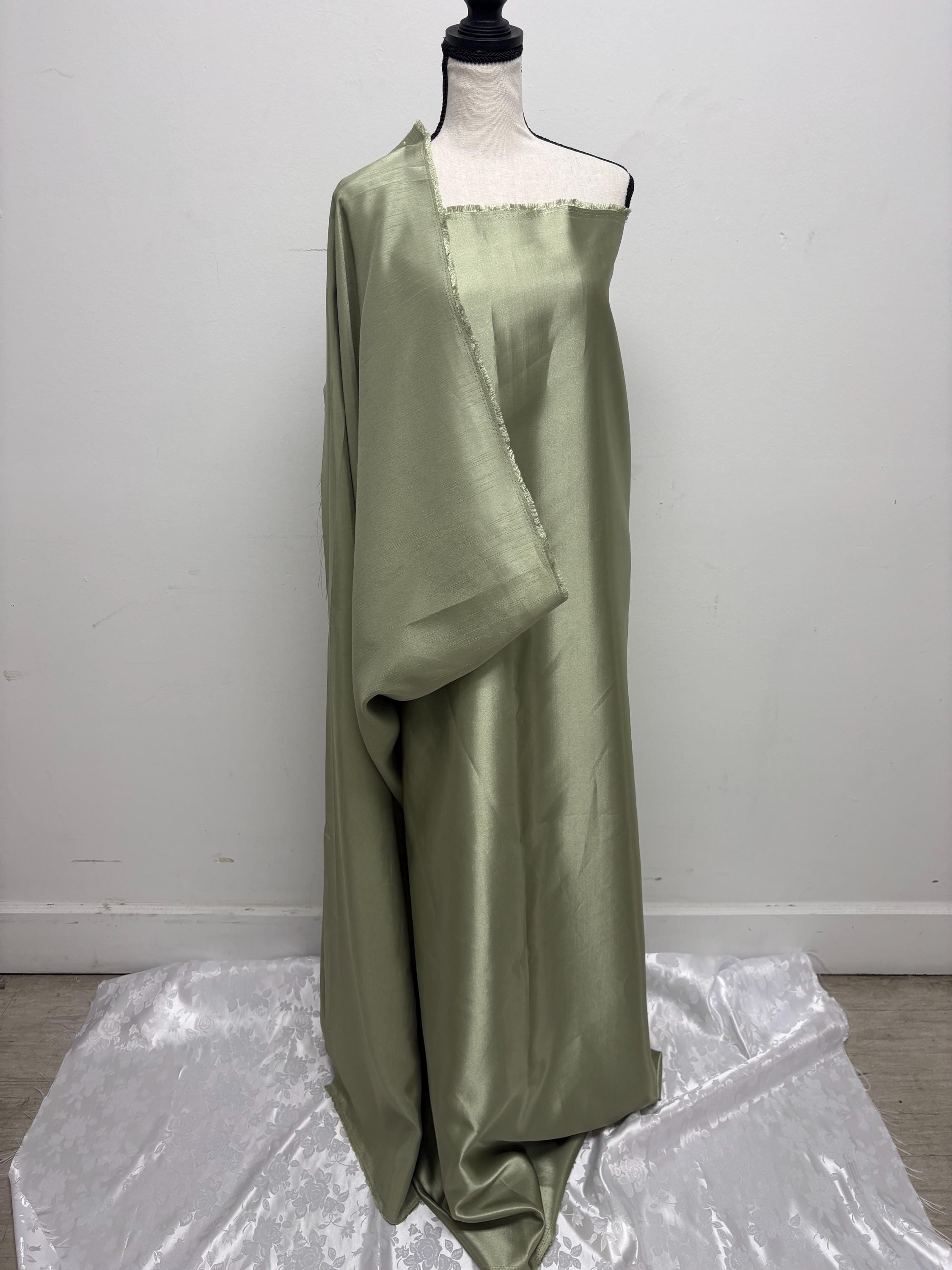 2 Yards Satin Shantung Fabric - Sage - 58" Width