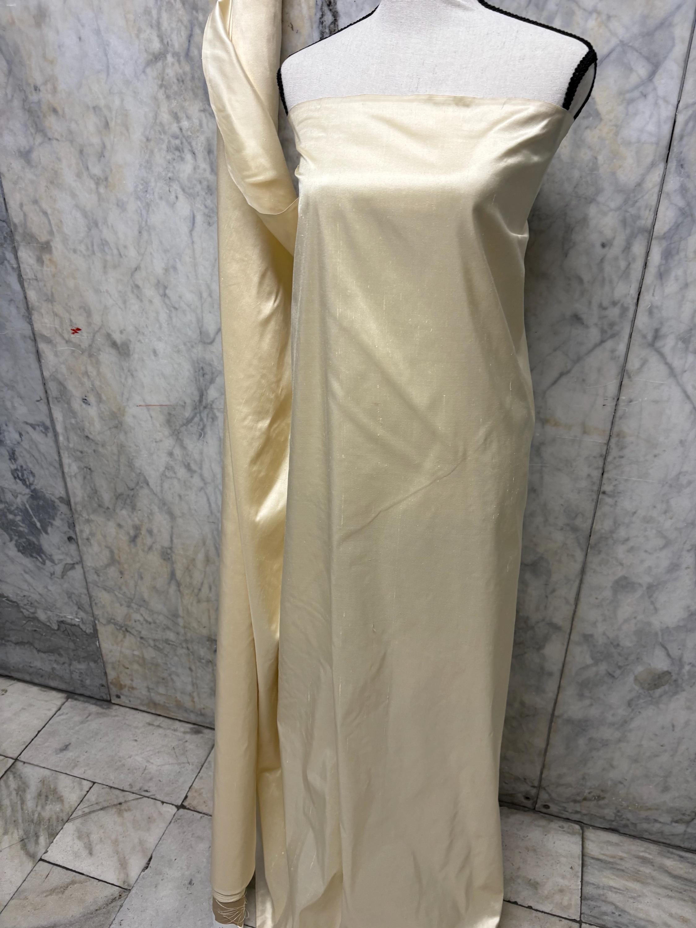 100% silk Dupioni Taffeta 3 1/2 yards cut width 54" color Champagne#2274-B . Machine made fabric has slubs. Free sample.item# 1195