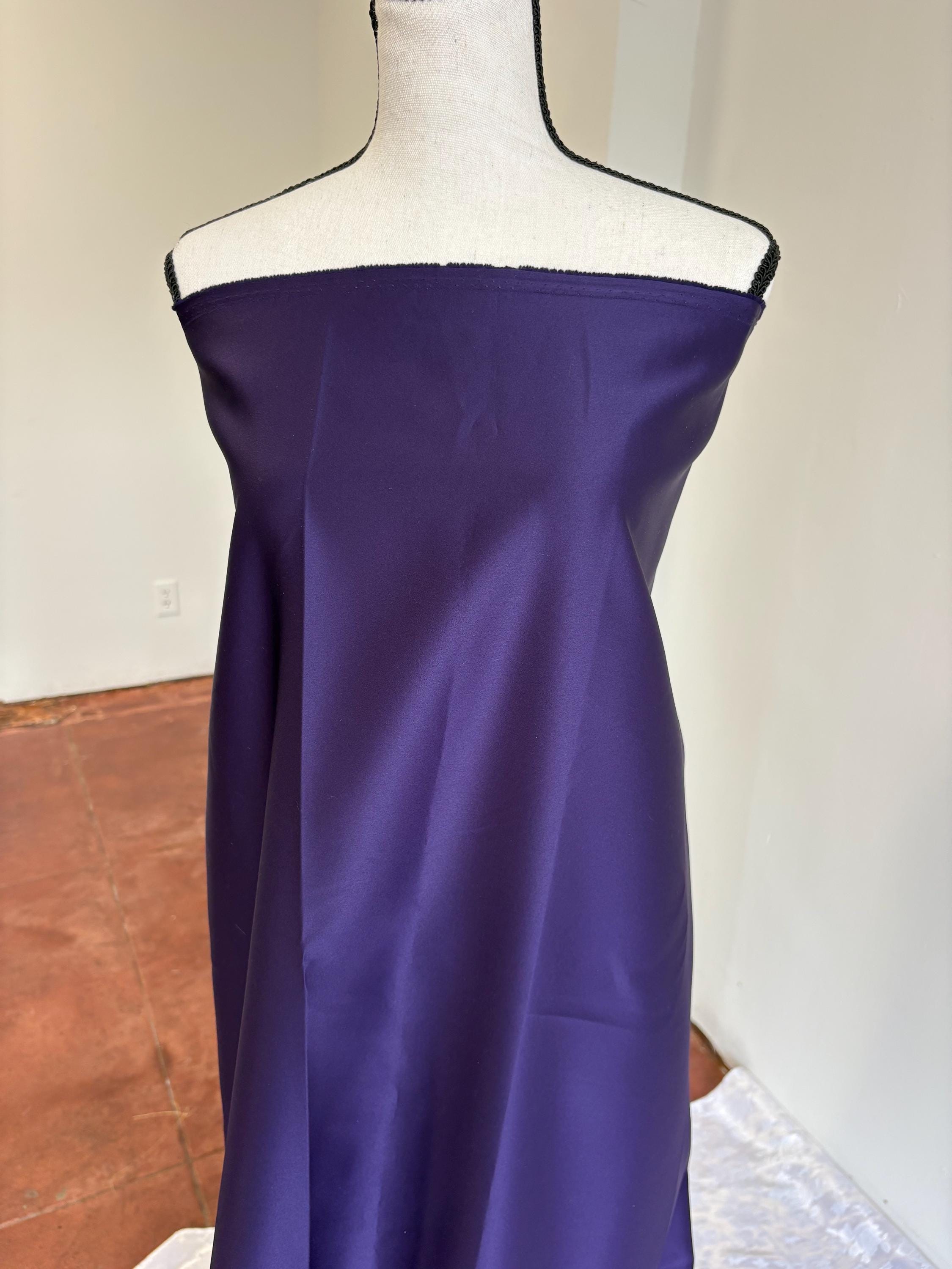 Purple dull satin fabric, 58/60” wide, made of polyester – an excellent choice for gowns.
