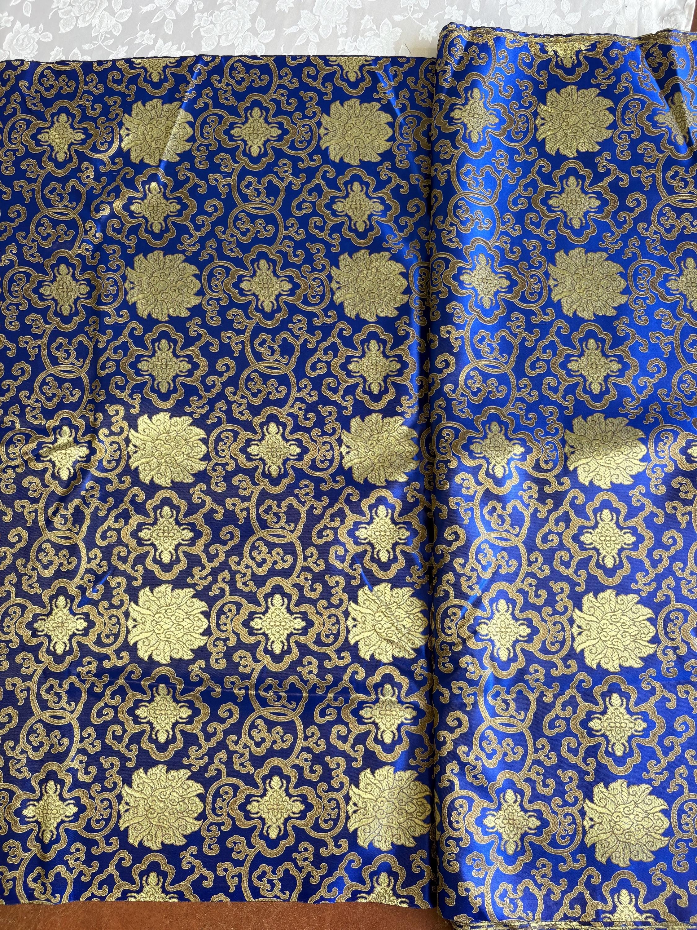 Royal brocade fabric, 36” wide – also known as Asian satin or Oriental Chinese embroidered brocade.