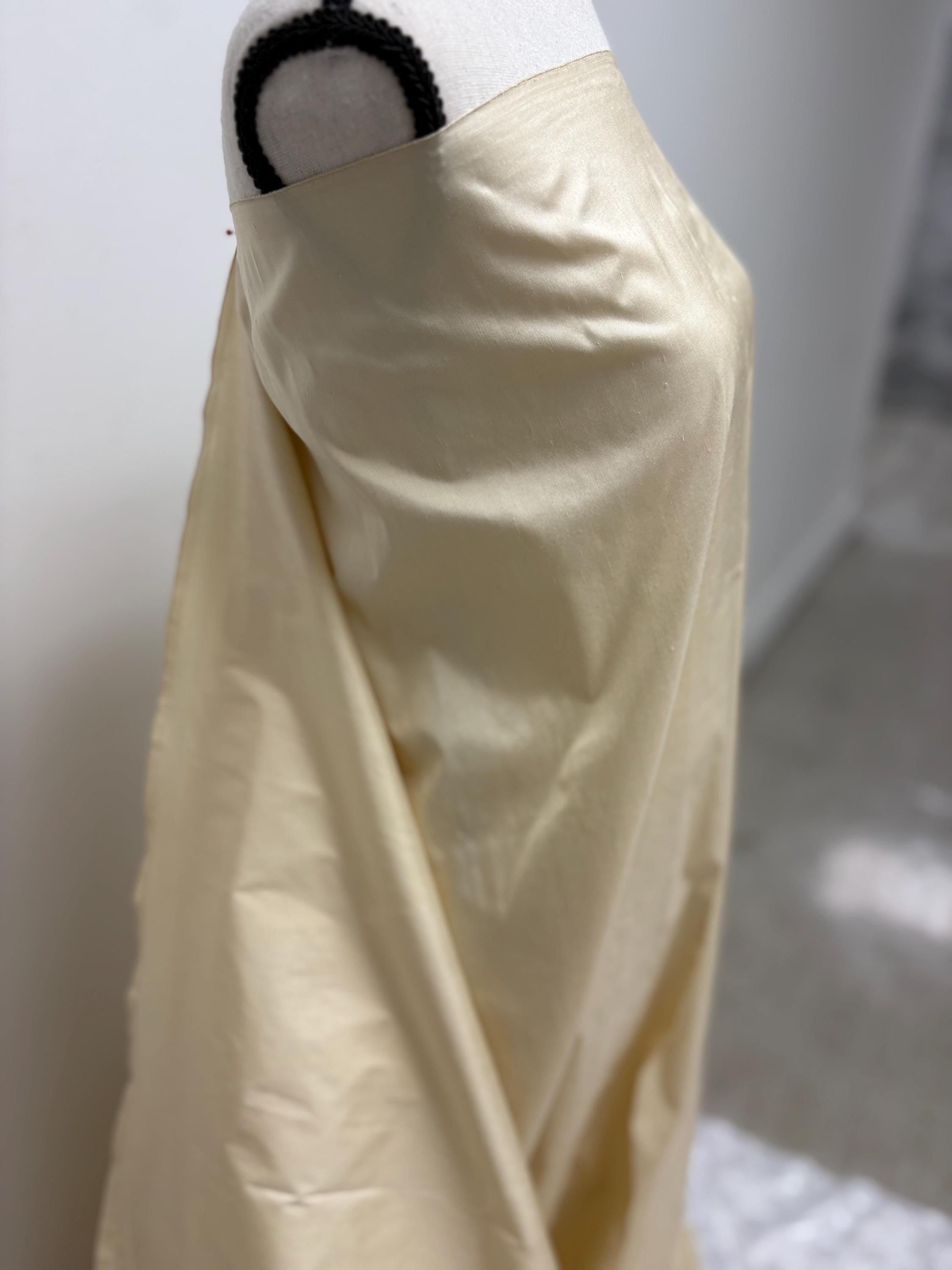 100% silk Dupioni Taffeta 2 1/4 yards cut width 54" color Dark Champagne. Fabric has slubbed. Check description. item #1196