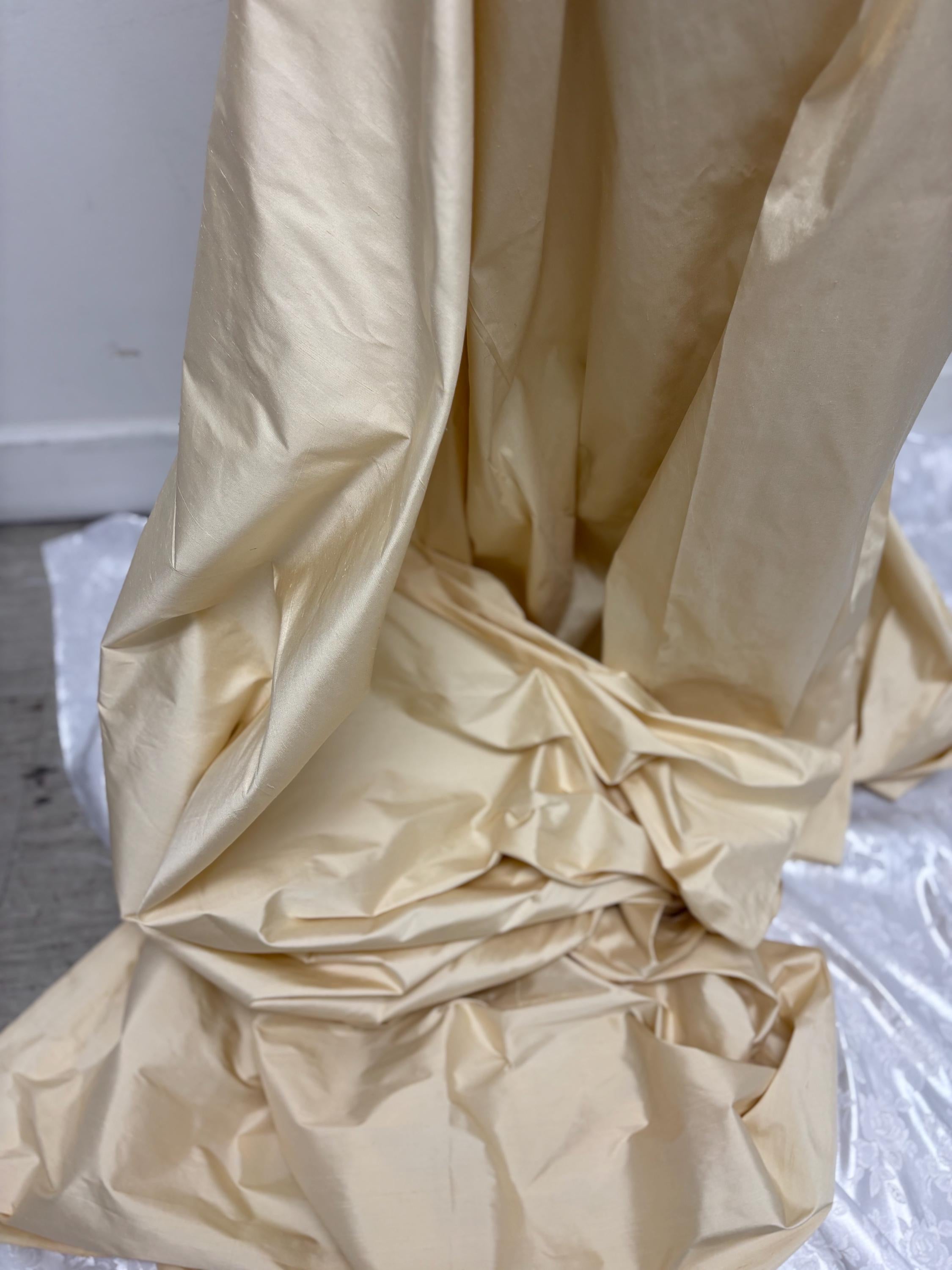 100% silk Dupioni Taffeta 2 1/4 yards cut width 54" color Dark Champagne. Fabric has slubbed. Check description. item #1196