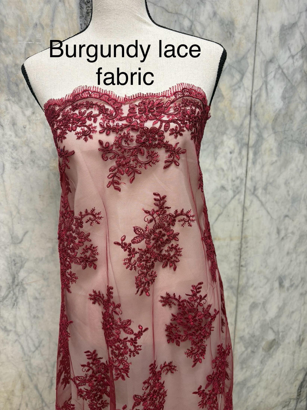 Dusty Rose Lace Embroidery double scalped width 48/49" polyester. design yx4357-2. shop with confidence ask for free sample.