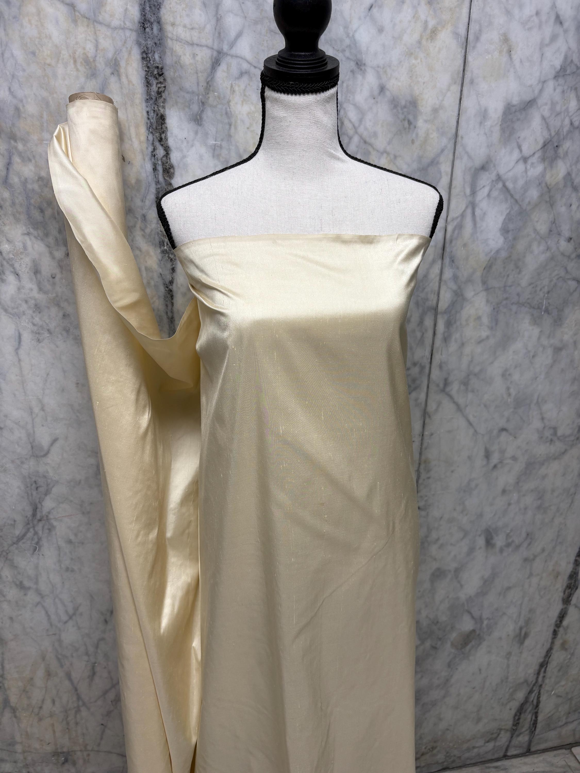 100% silk Dupioni Taffeta 3 1/2 yards cut width 54" color Champagne#2274-B . Machine made fabric has slubs. Free sample.item# 1195