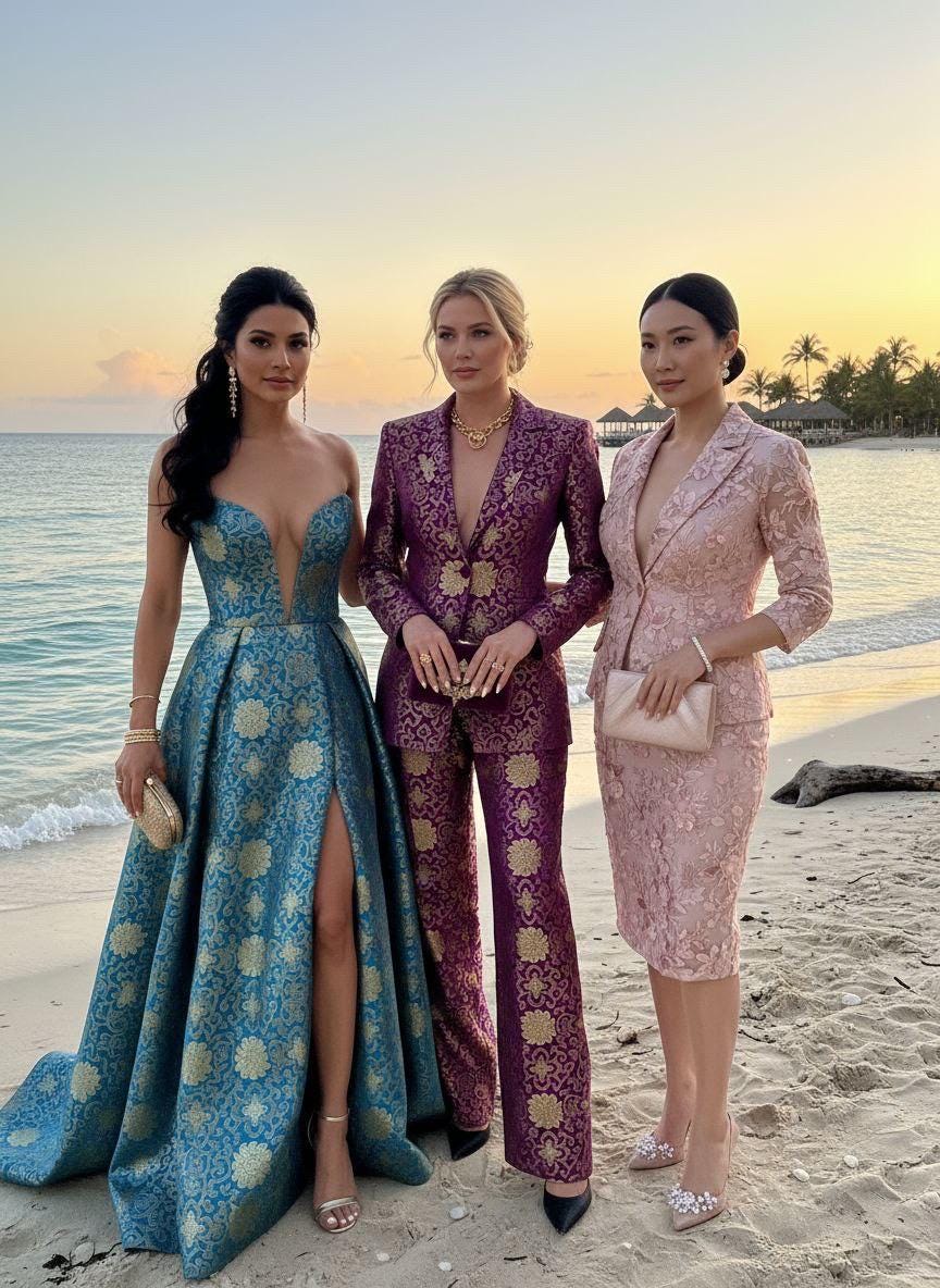 Purple brocade fabric, 36” wide – also known as Asian satin or Oriental Chinese embroidered brocade.