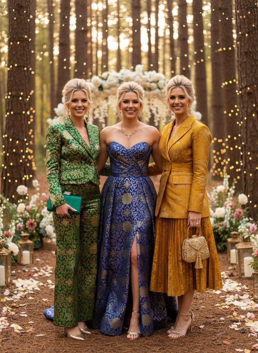 Royal brocade fabric, 36” wide – also known as Asian satin or Oriental Chinese embroidered brocade.