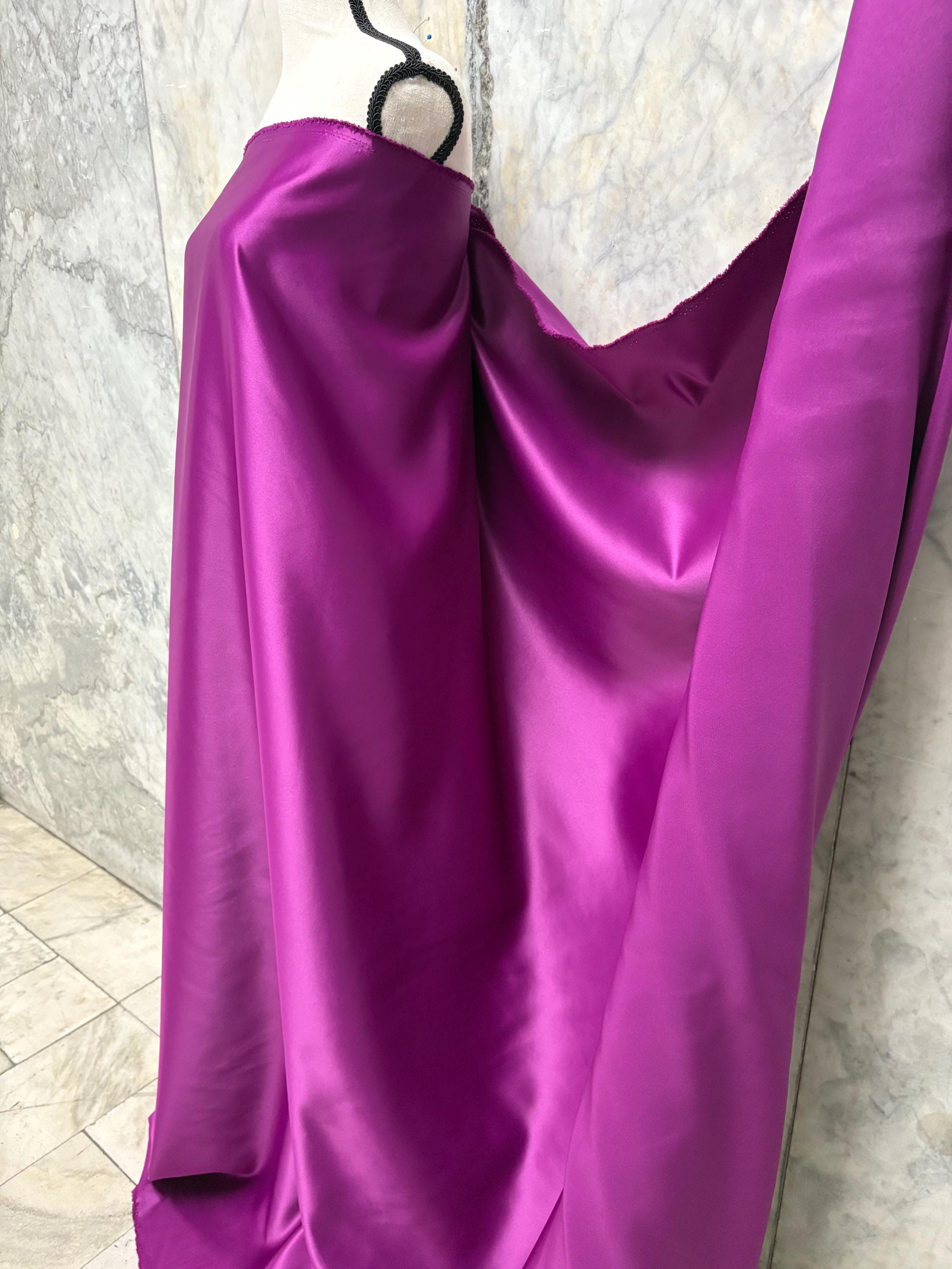 Bridal Satin Color Magenta 1473 dull finished, Polyester width 58/60" . Great for gown and suits, party formal dress.