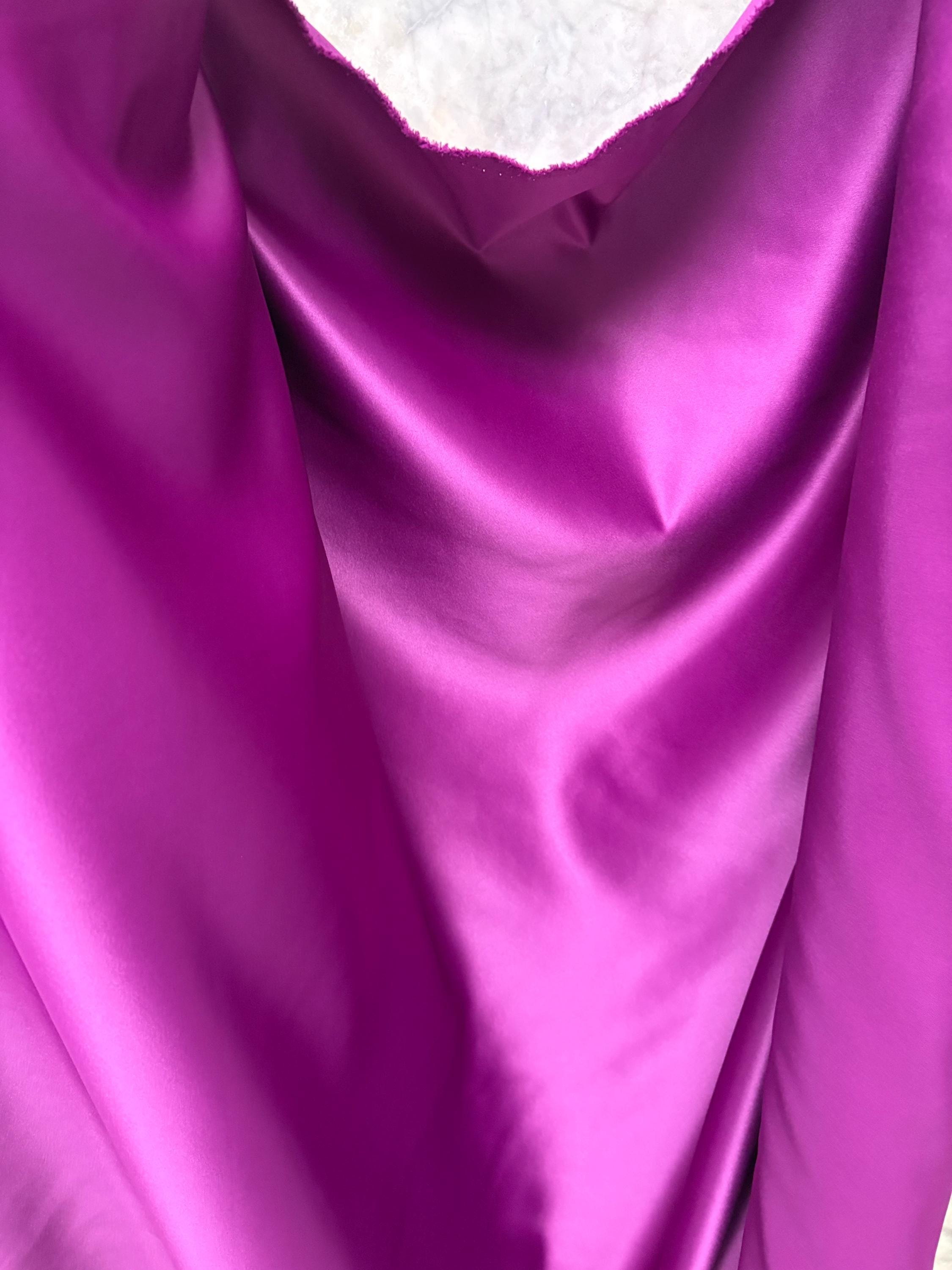 Bridal Satin Color Magenta 1473 dull finished, Polyester width 58/60" . Great for gown and suits, party formal dress.